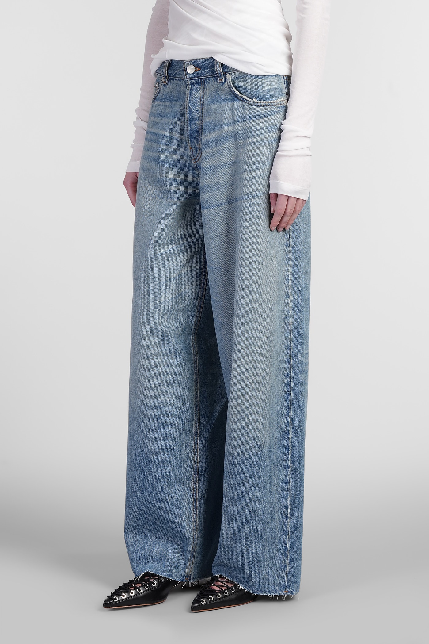 Haikure Womens Lagoon Wash Peace Lagoon Wide-leg Denim Jeans In Blue