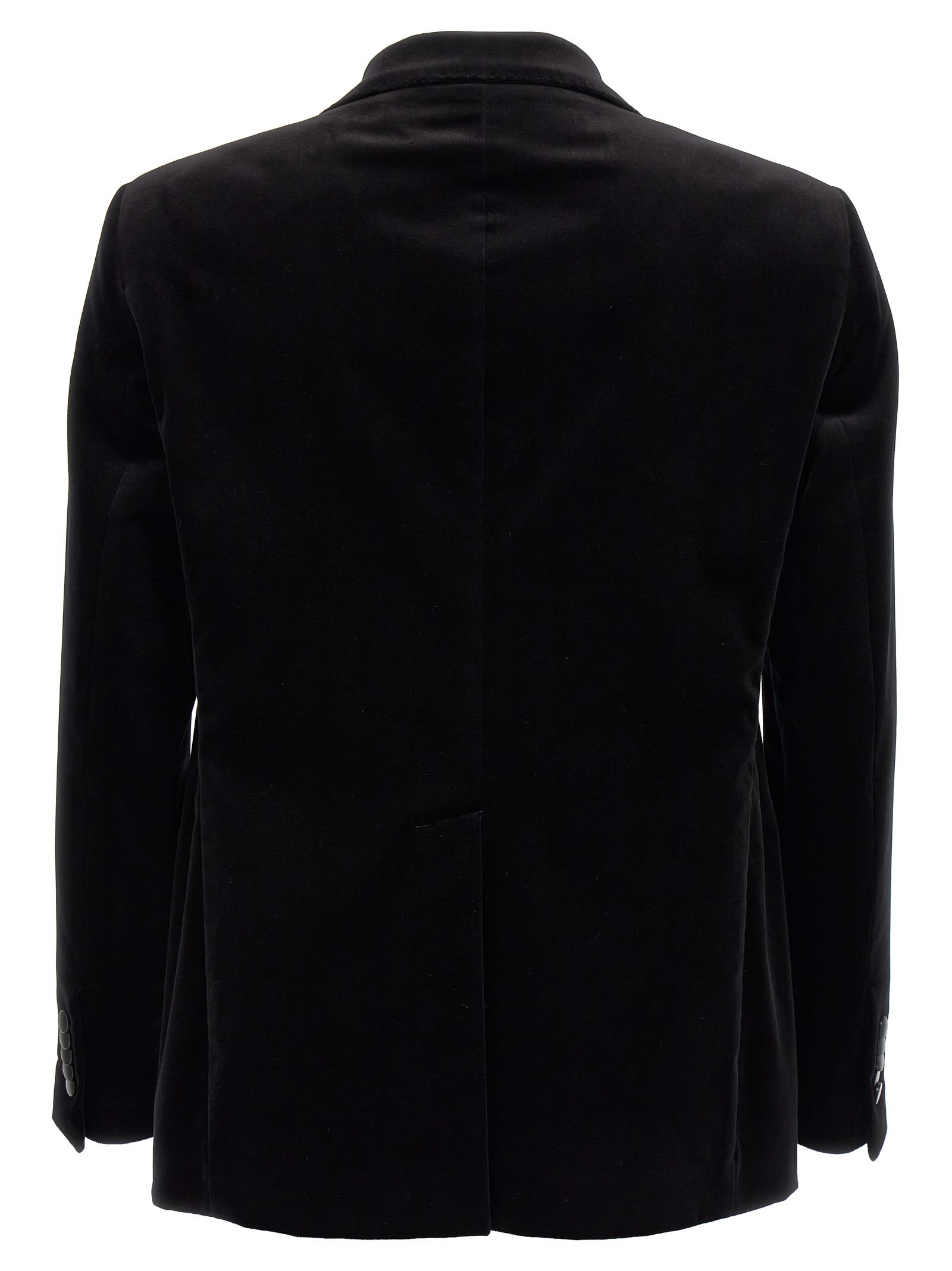 Shop Tagliatore One-breasted Velvet Blazer In Black