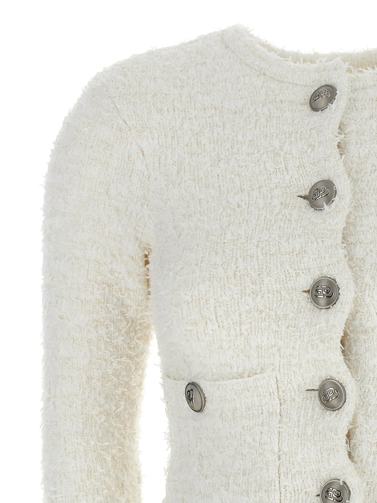 Shop Balenciaga Cropped Cardigan In White