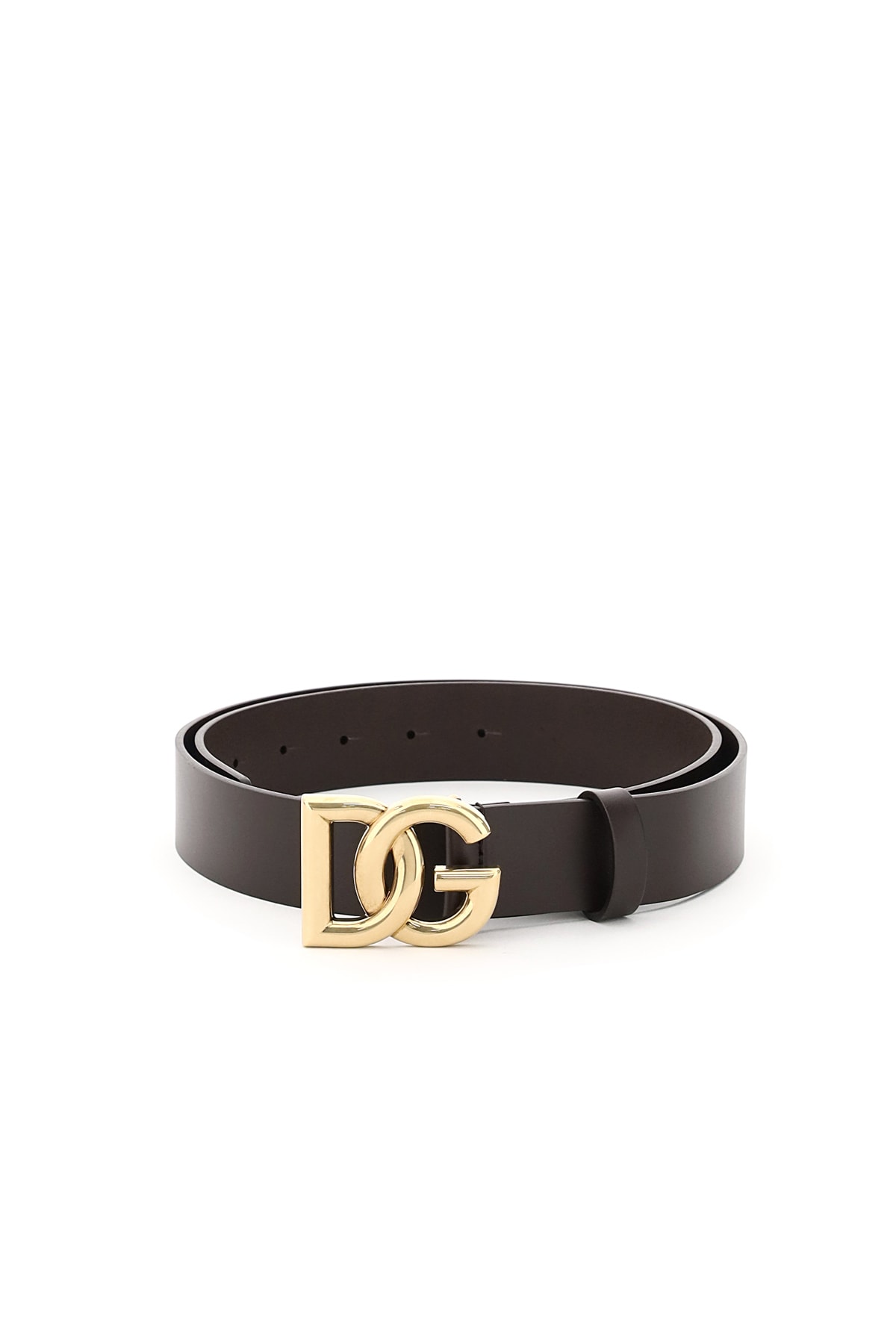 DOLCE & GABBANA LUX LEATHER BELT WITH CROSSED DG LOGO