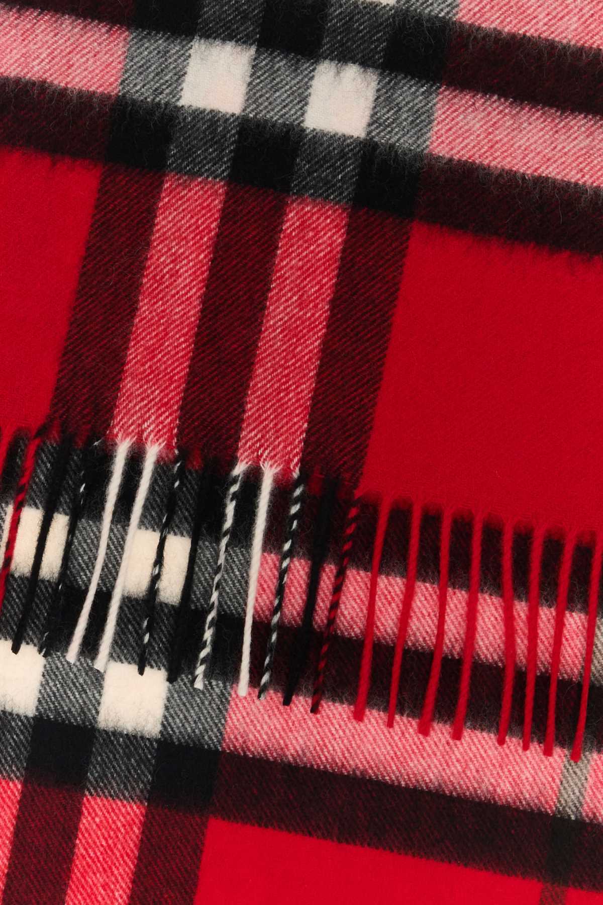 Burberry Embroidered Cashmere Scarf In Red