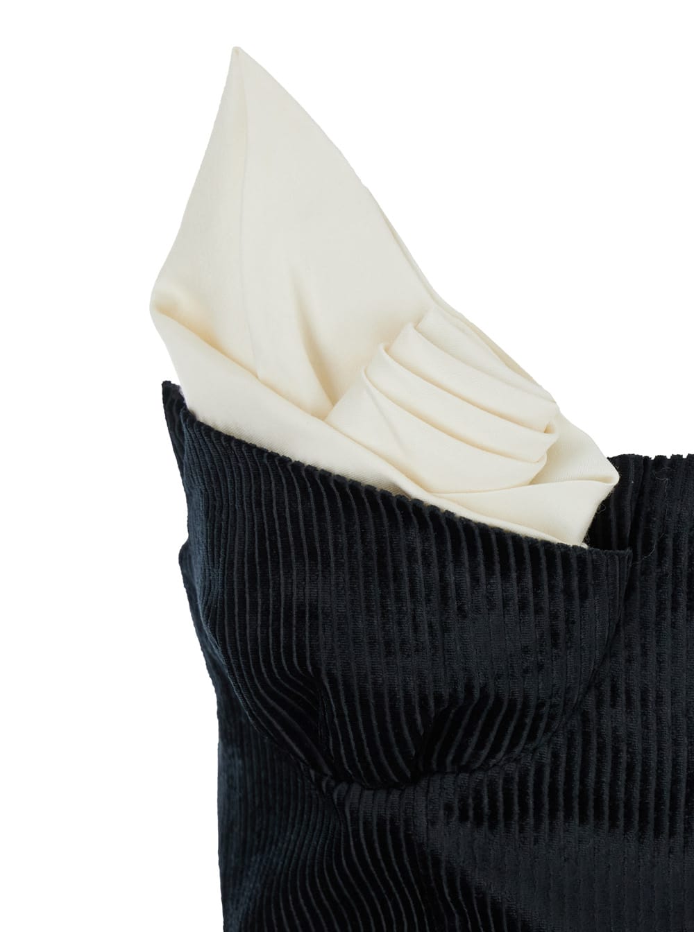 Shushu-tong Black Dress With Bustier-style Neckline And Velvet Effect In Tech Fabric Woman In Black