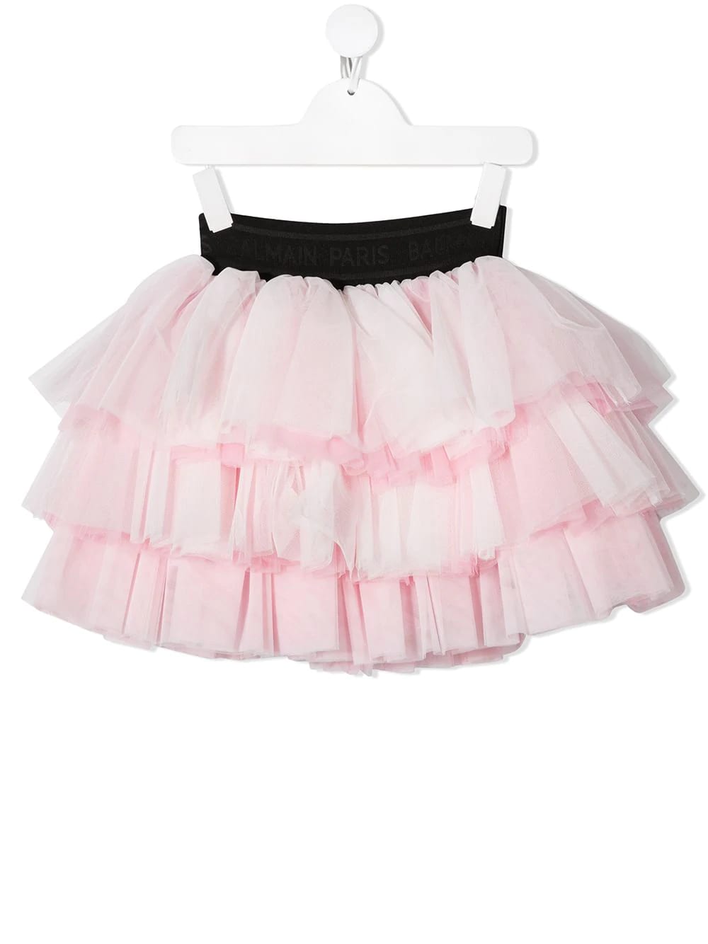 Balmain Kid Pink And Black Flounced Skirt