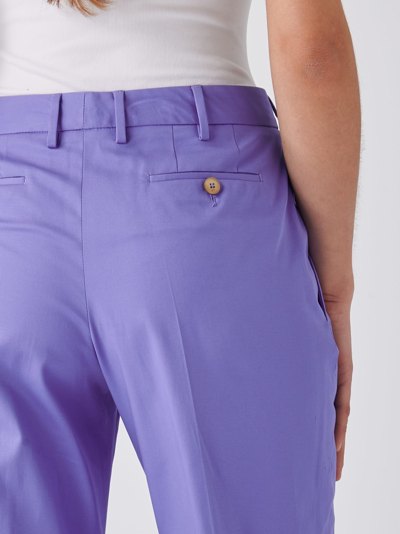 Shop Pt01 Cotton Trousers In Fiordaliso