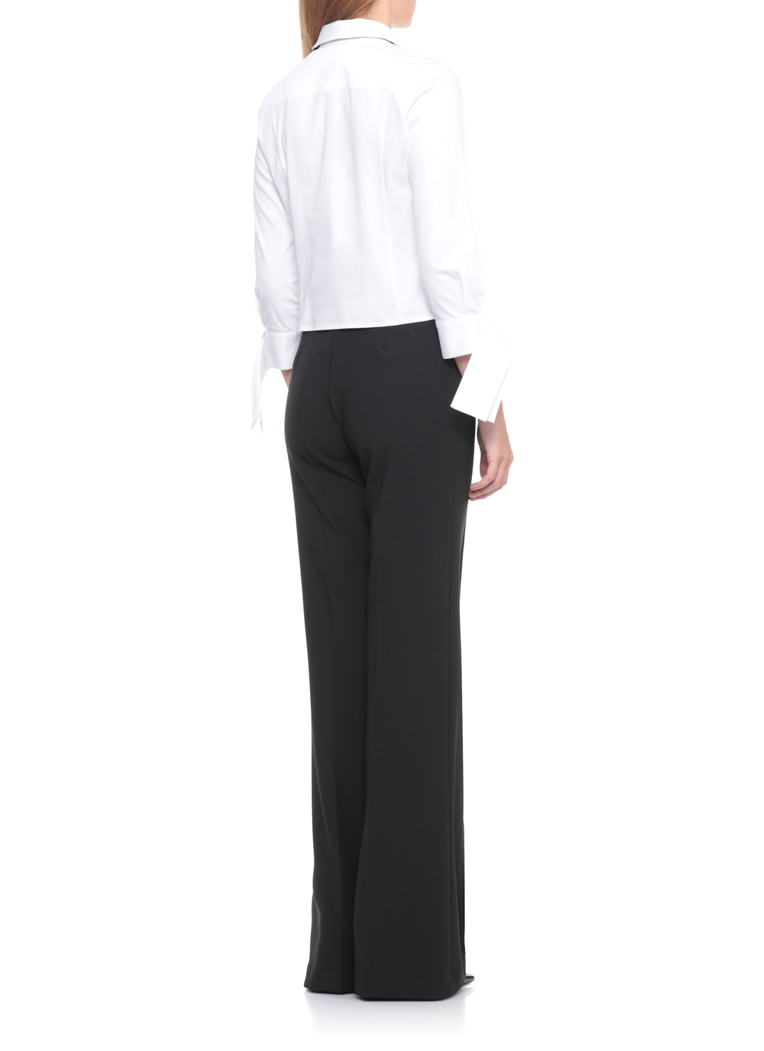 Elisabetta Franchi Cropped Top With Long Cuffs And Buttons In White