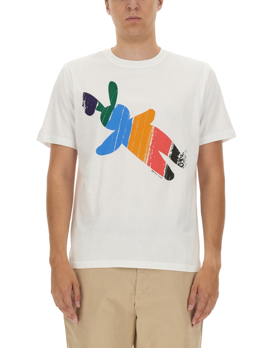 Shop Ps By Paul Smith Rabbit Stripe Print T-shirt In White