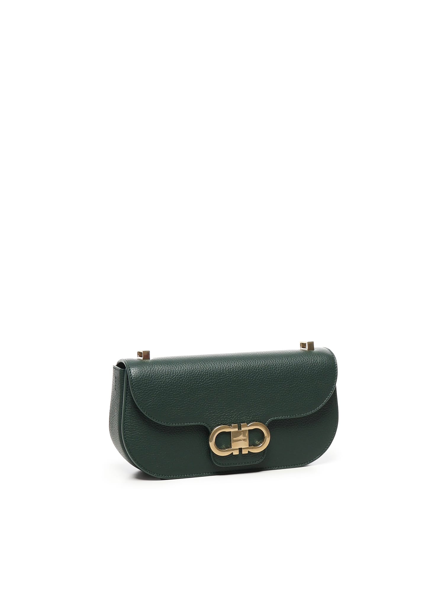 Ferragamo Double Gancini Mini Shoulder Bag In Green