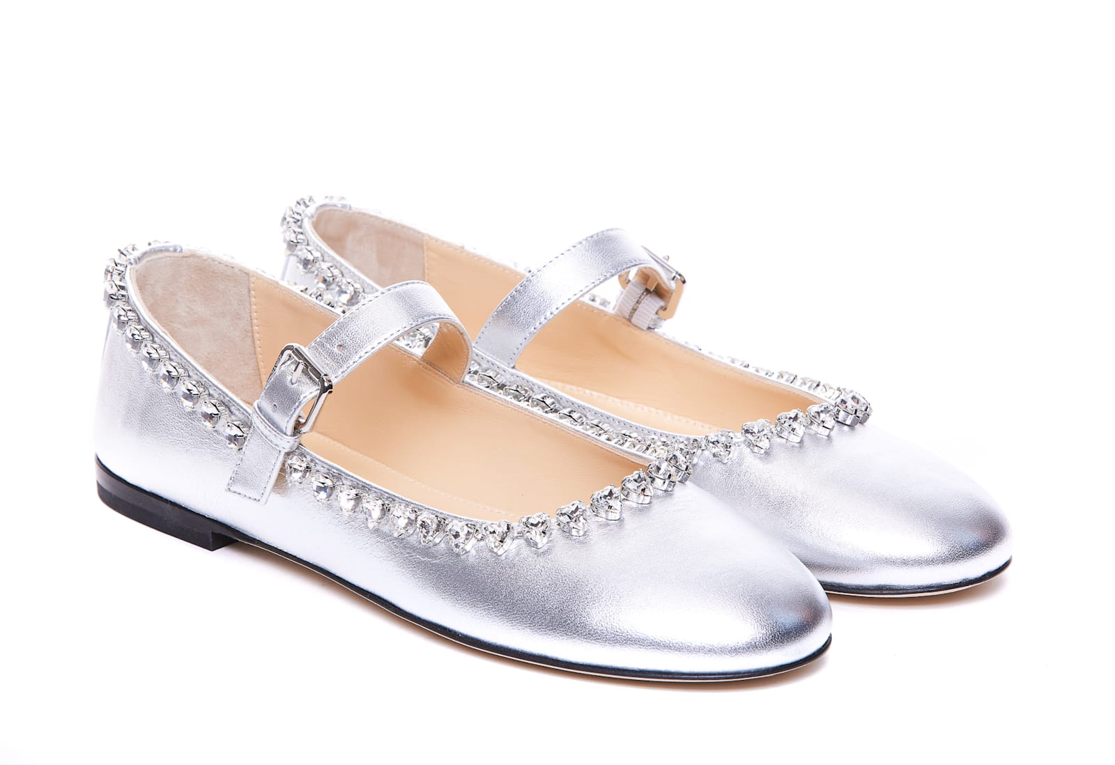 Shop Mach &amp; Mach Audrey Ballets In Silver