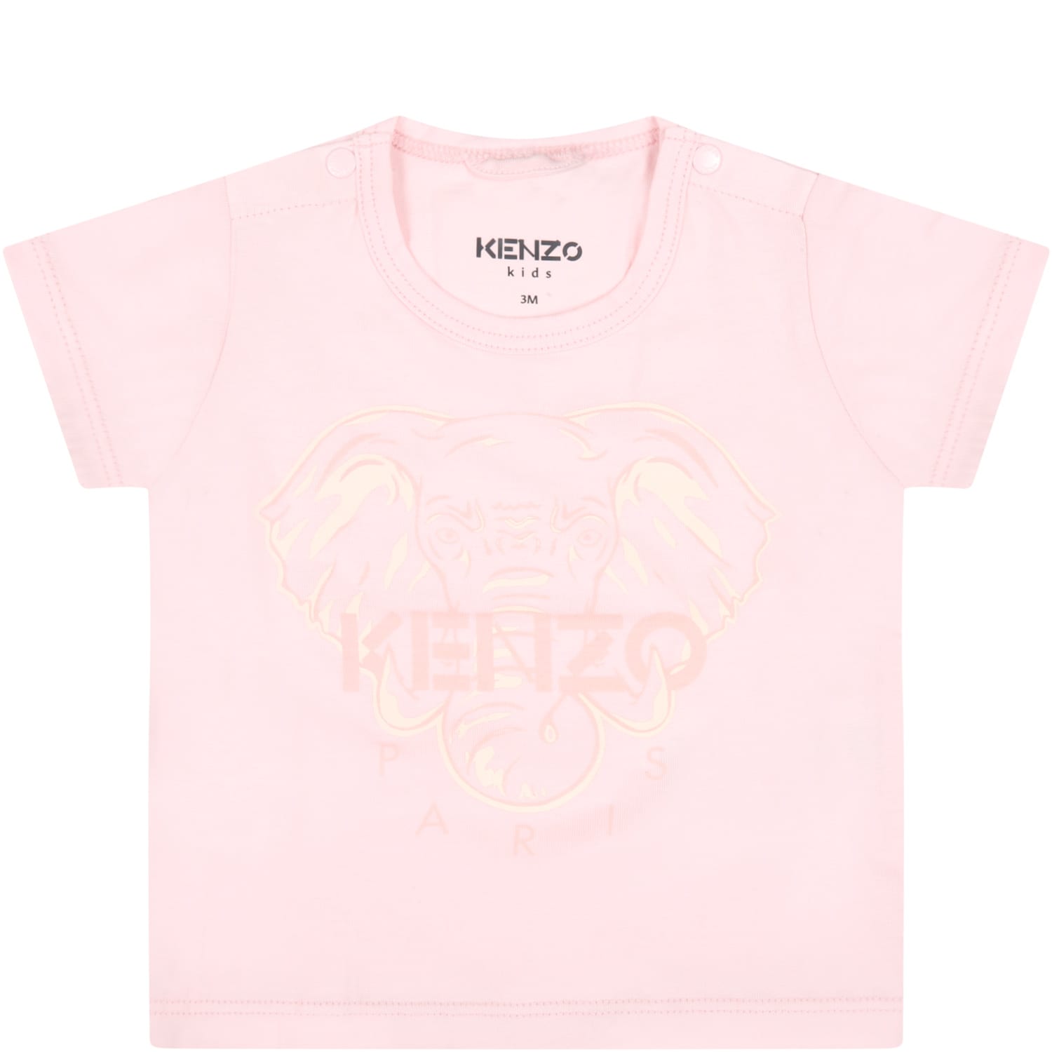 Kenzo Kids Pink T-shirt For Baby Girl With Elephant