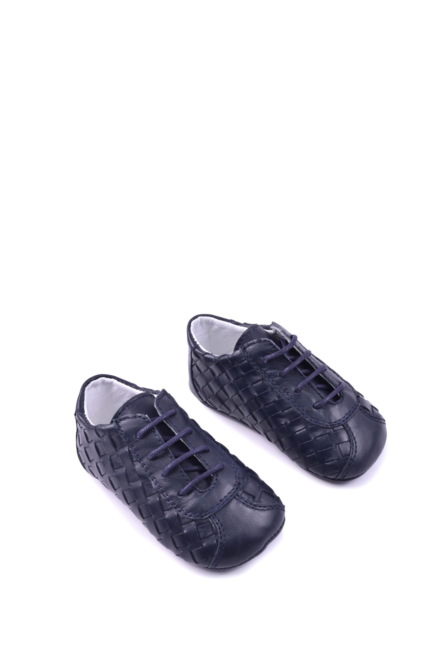 Shop Gallucci Leather Lace-up Shoes With Woven Effect In Blue