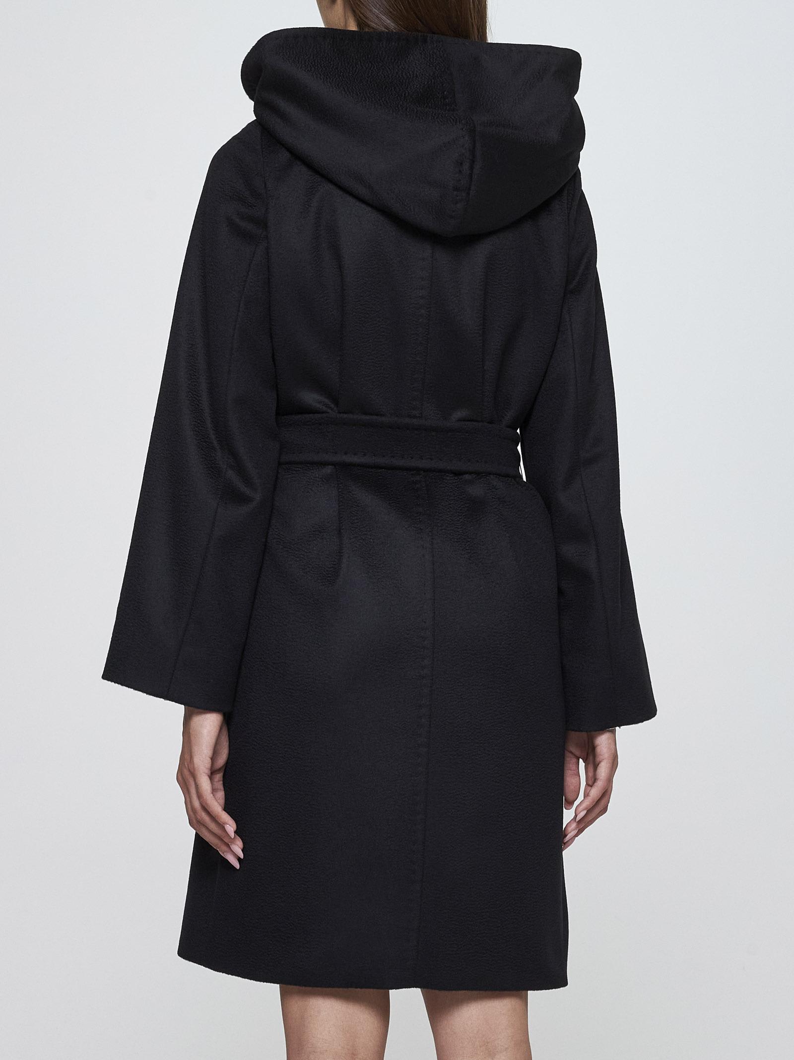 Shop Max Mara Newmang Hooded Wool Coat In Nero