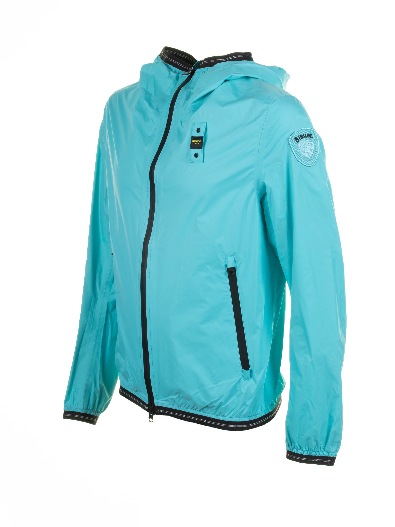 Shop Blauer Turquoise Taped Windbreaker With Zip In Turchese