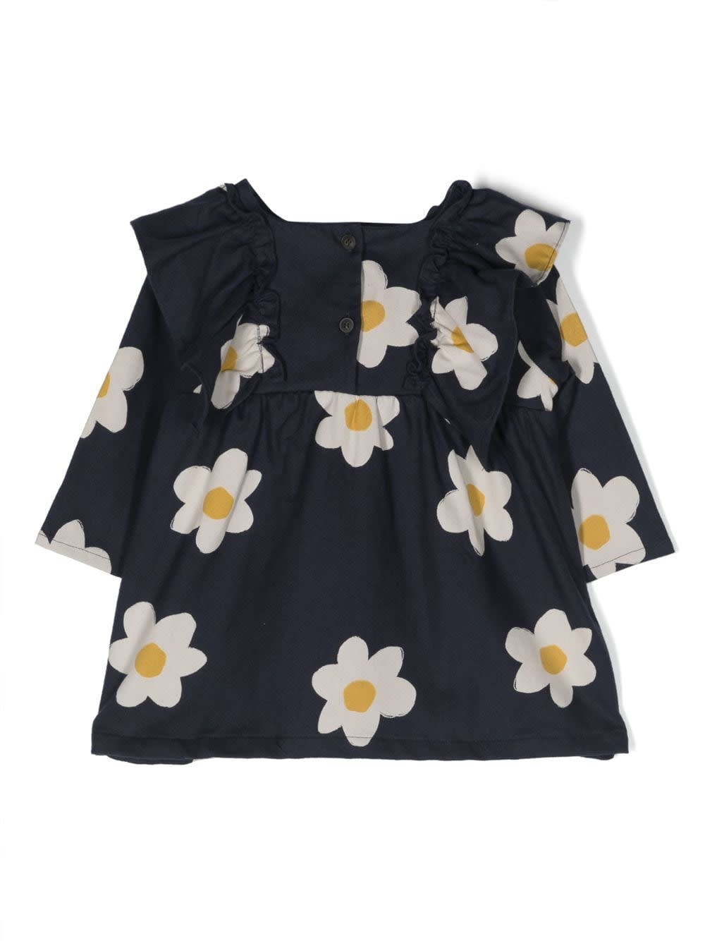 Shop Bobo Choses Baby Big Flower All Over Ruffle Woven Dress In Midnight Blue