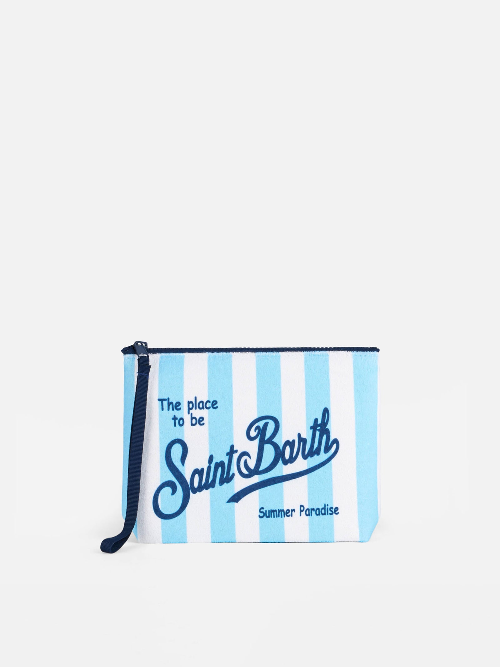 Mc2 Saint Barth Aline Terry Pochette With Saint Barth Print In Blue