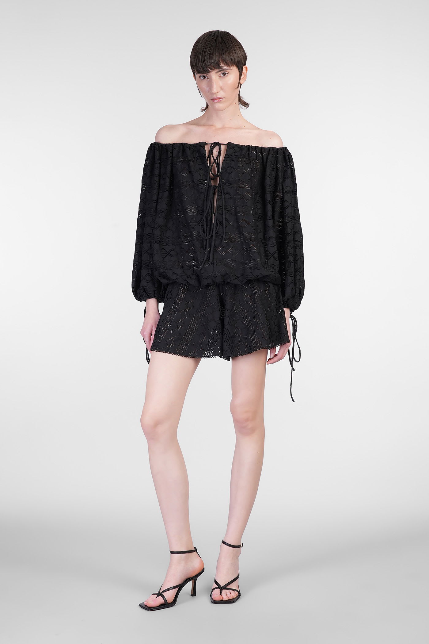 Wilma Playsuit Jumpsuit In Black Cotton