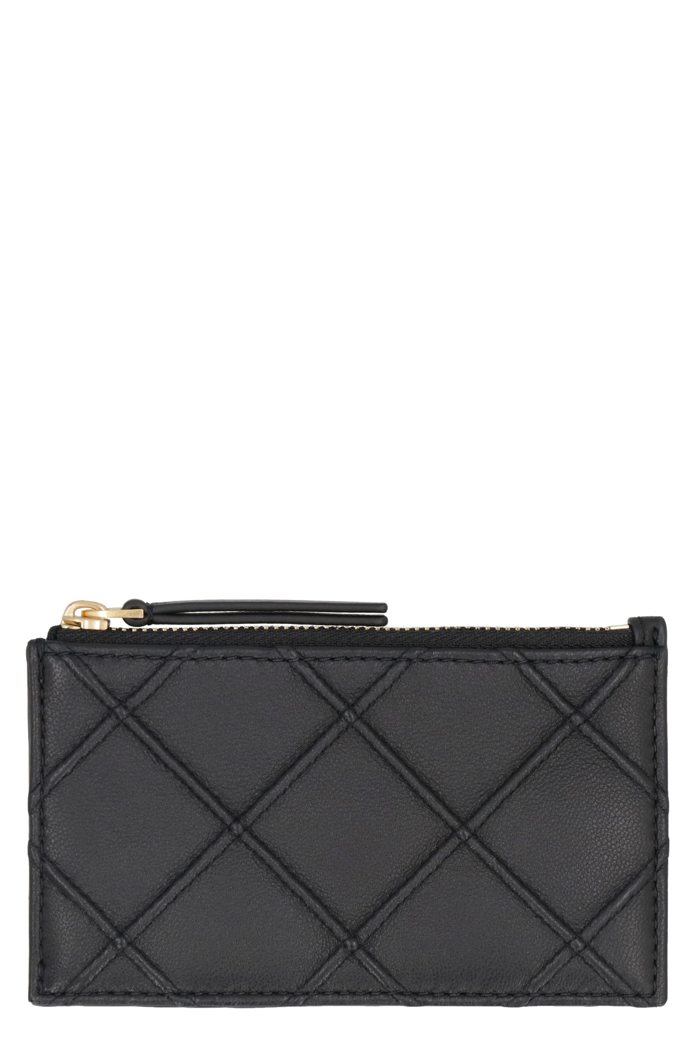 Shop Tory Burch Fleming Leather Card Holder In Nero