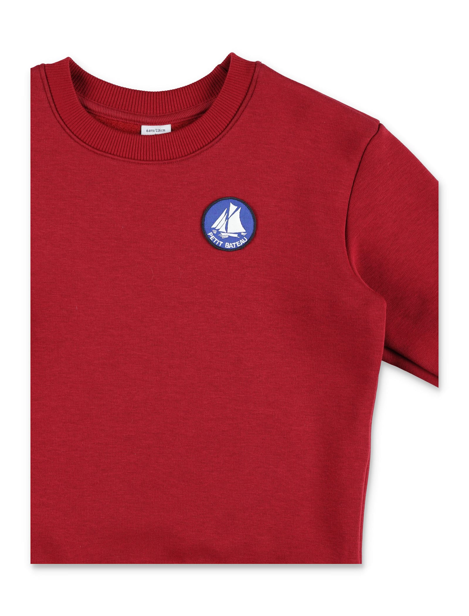 Petit Bateau Logo-patch Long-sleeved Sweatshirt In Burgundy