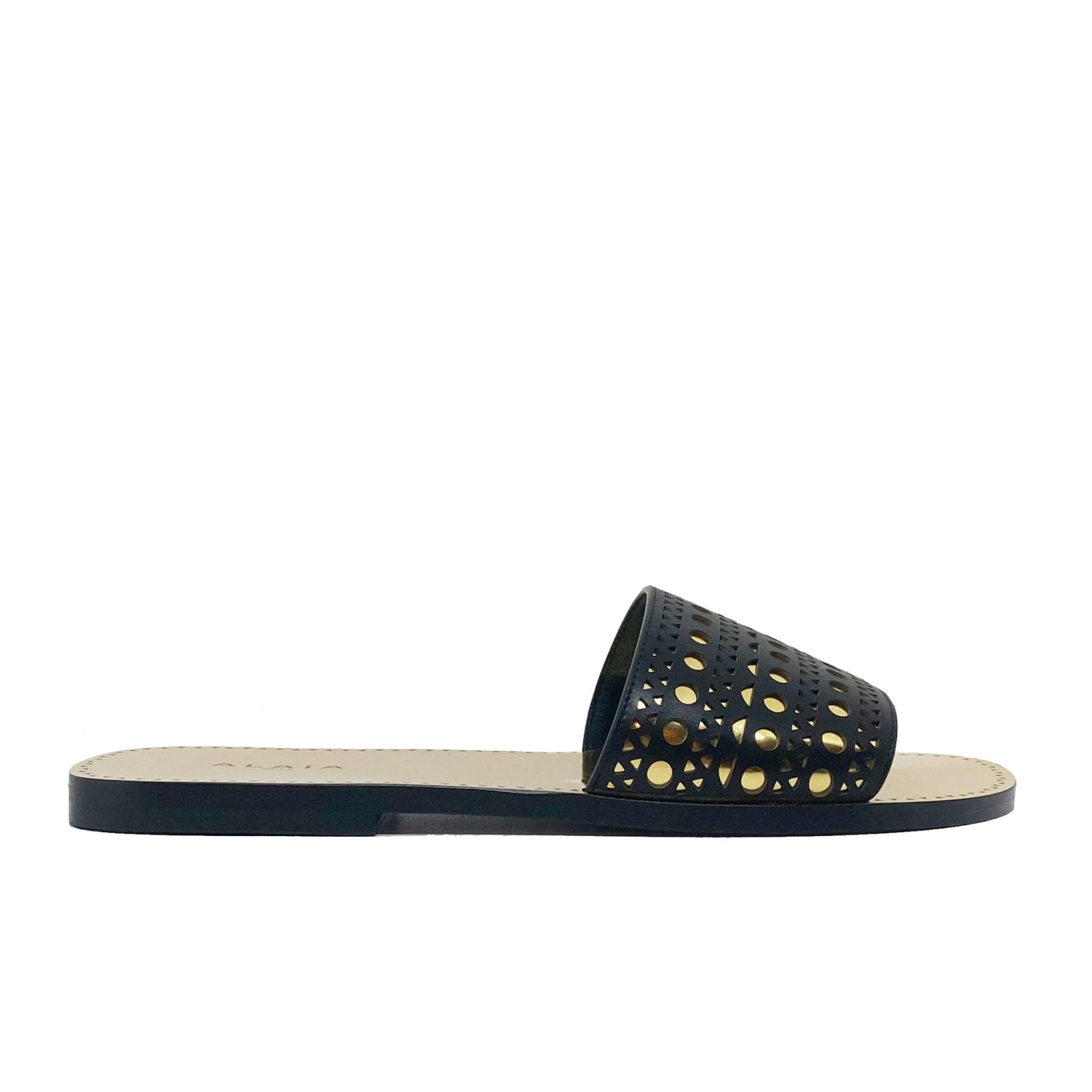 Shop Alaïa Leather Slides In Black