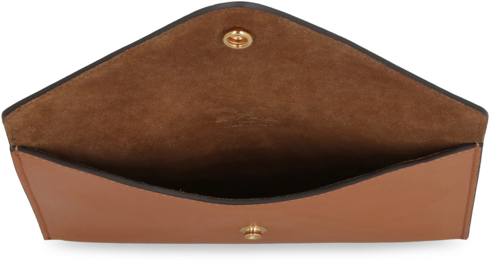 Shop Etro Leather Flat Pouch In Saddle Brown