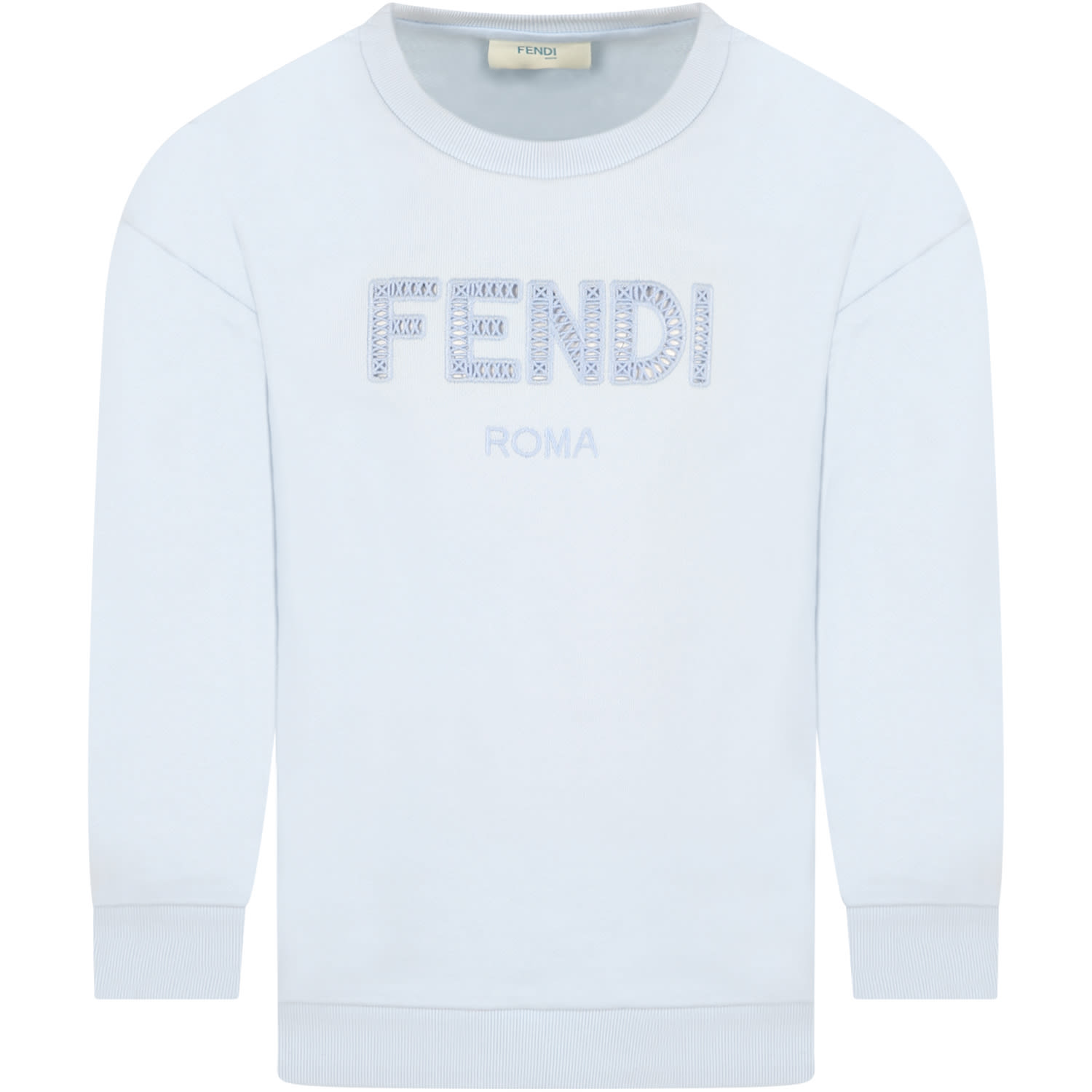Fendi Light Blue Sweatshirt For Kids With Logo