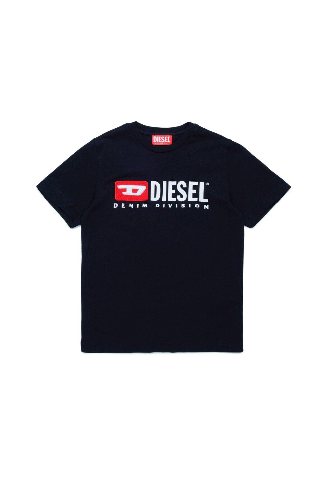 Diesel Kids' Tinydivstroyed Distressed-effect Crewneck T-shirt In Black