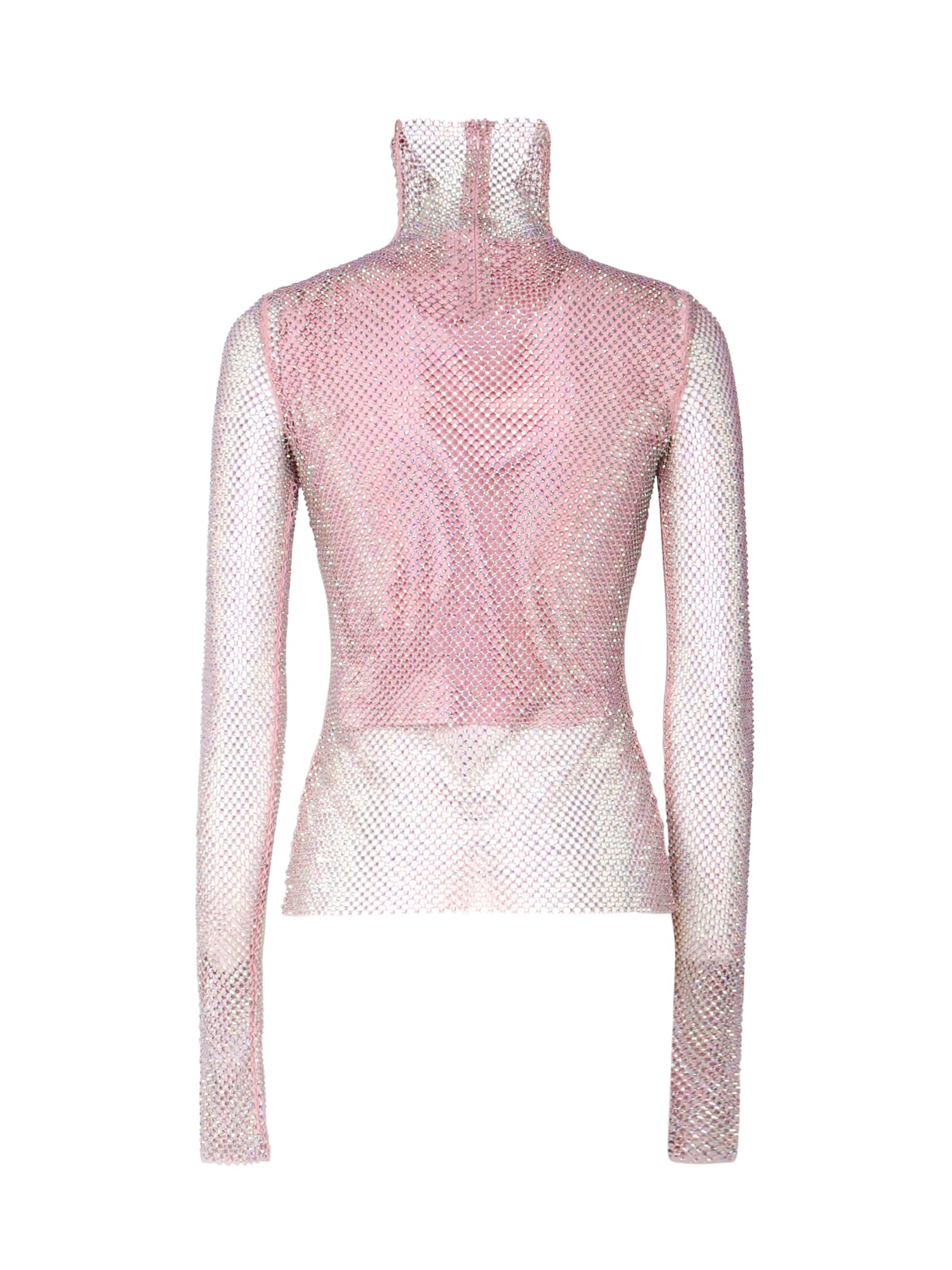 Shop Sportmax Valdai Transparent Perforated Sweater With Rhinestones In Lavanda