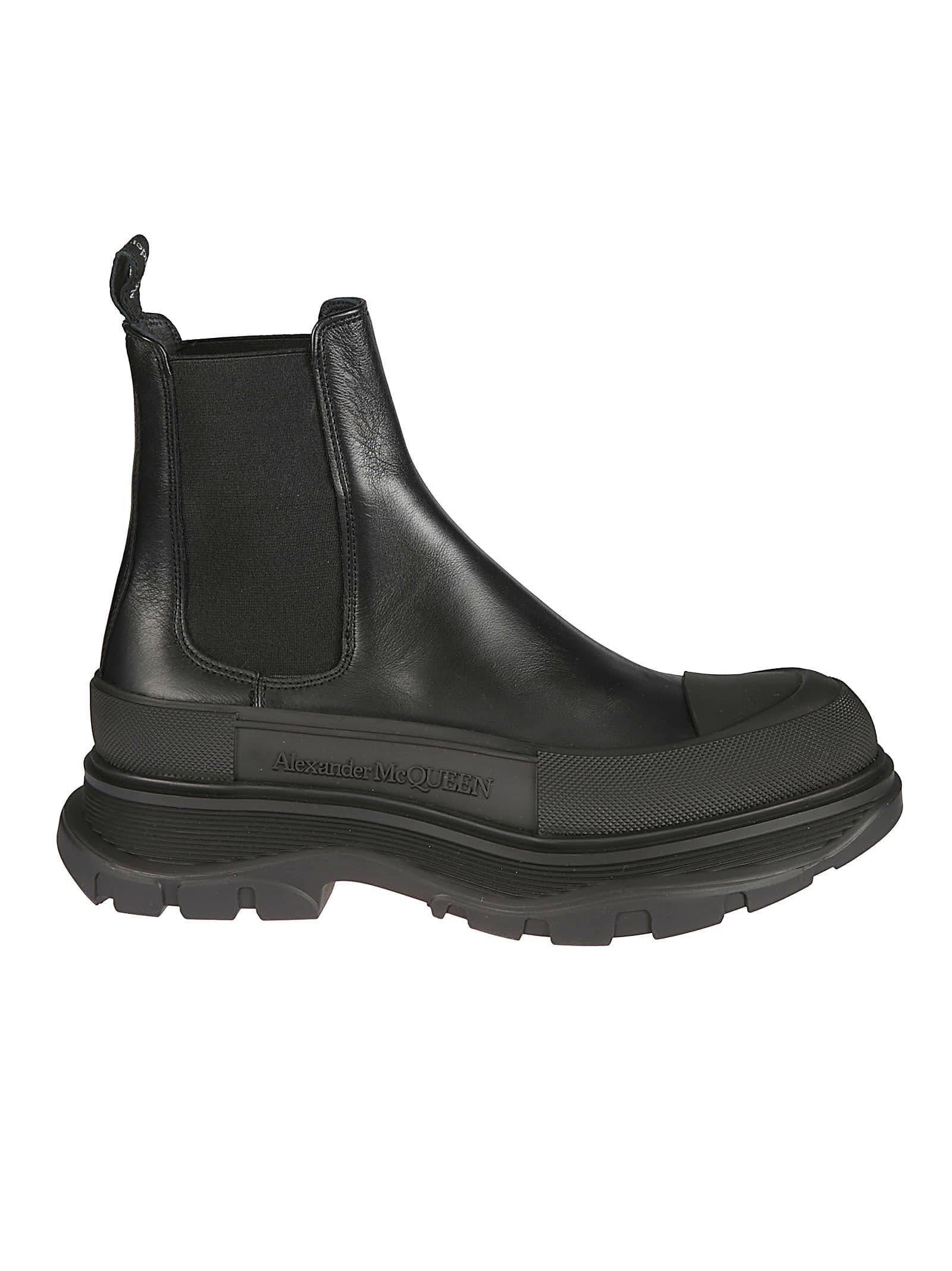 Alexander McQueen Elastic Sided Embossed Logo Boots