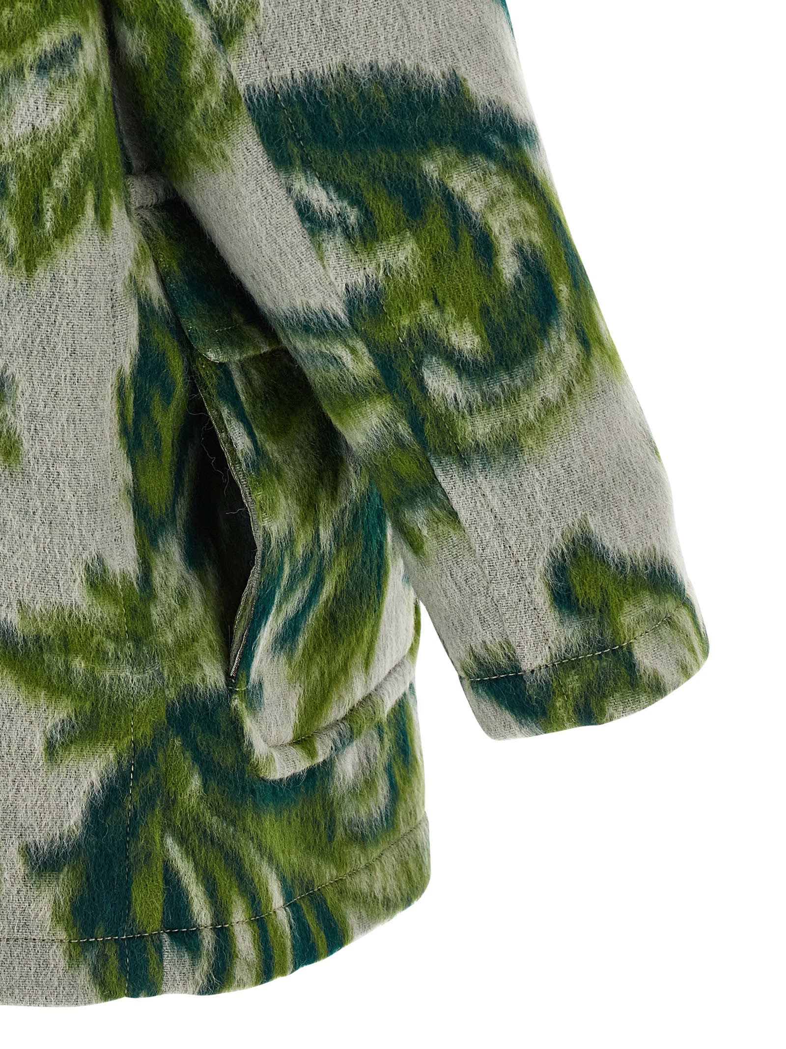 Etro Carded Wool Jacket Puffer Jackets Green In Green