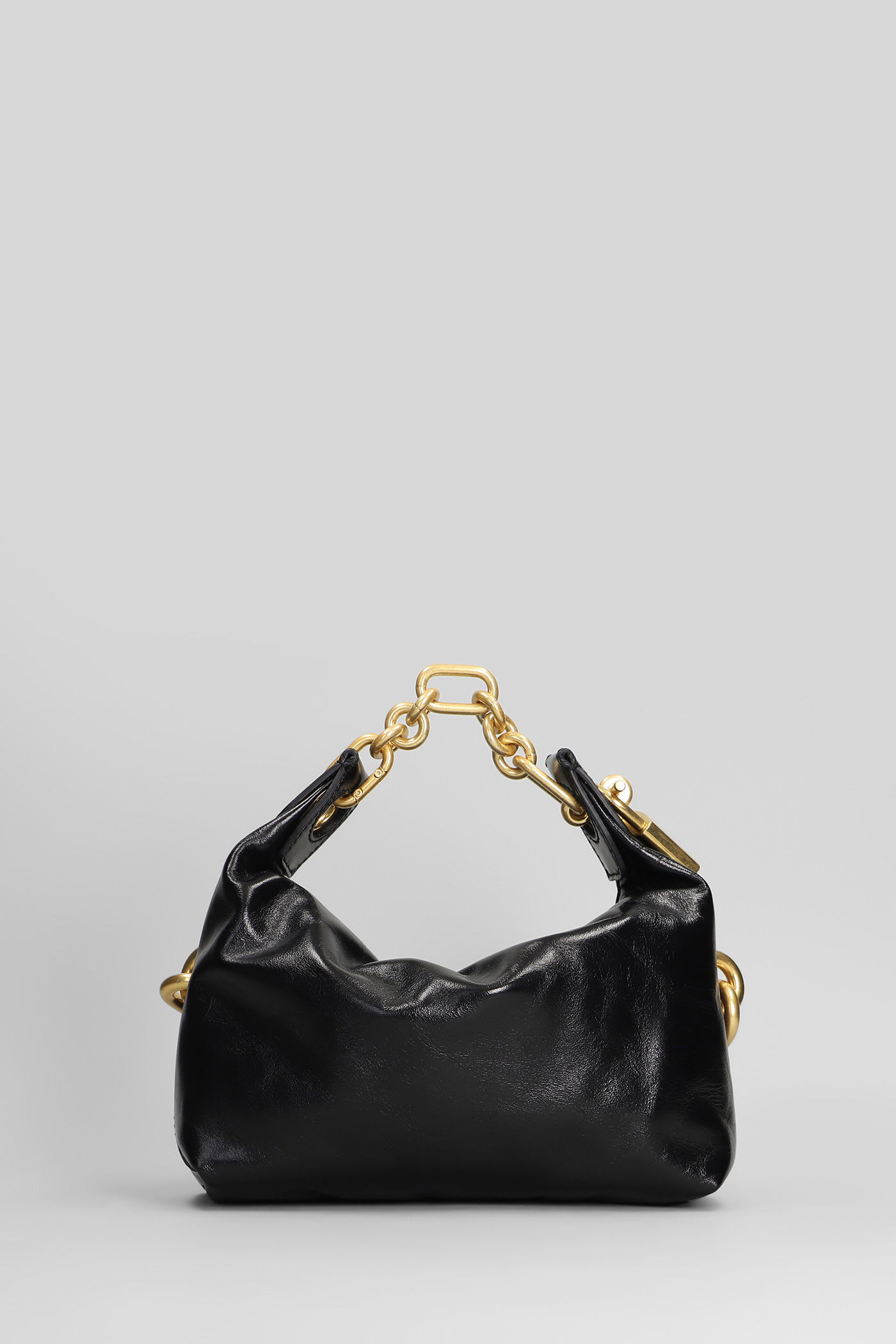 Balmain Sync Mini Shoulder Bag In Black Leather In Black