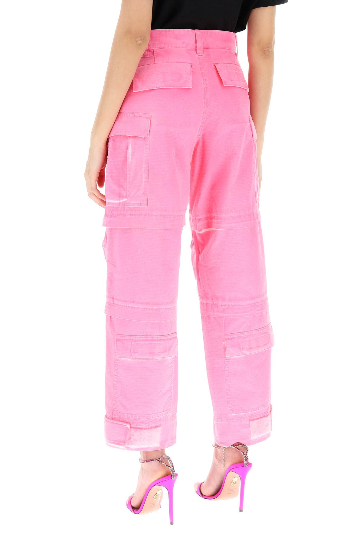 Shop Darkpark Julia Cargo Pants In Acid Pink (fuchsia)