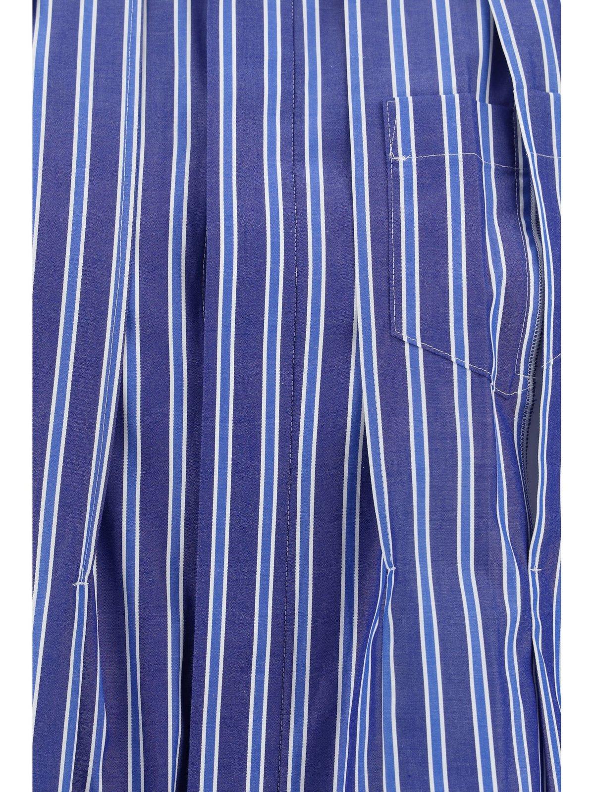 Shop Sacai Striped Flared Hem Sleeveless Shirt In Blue