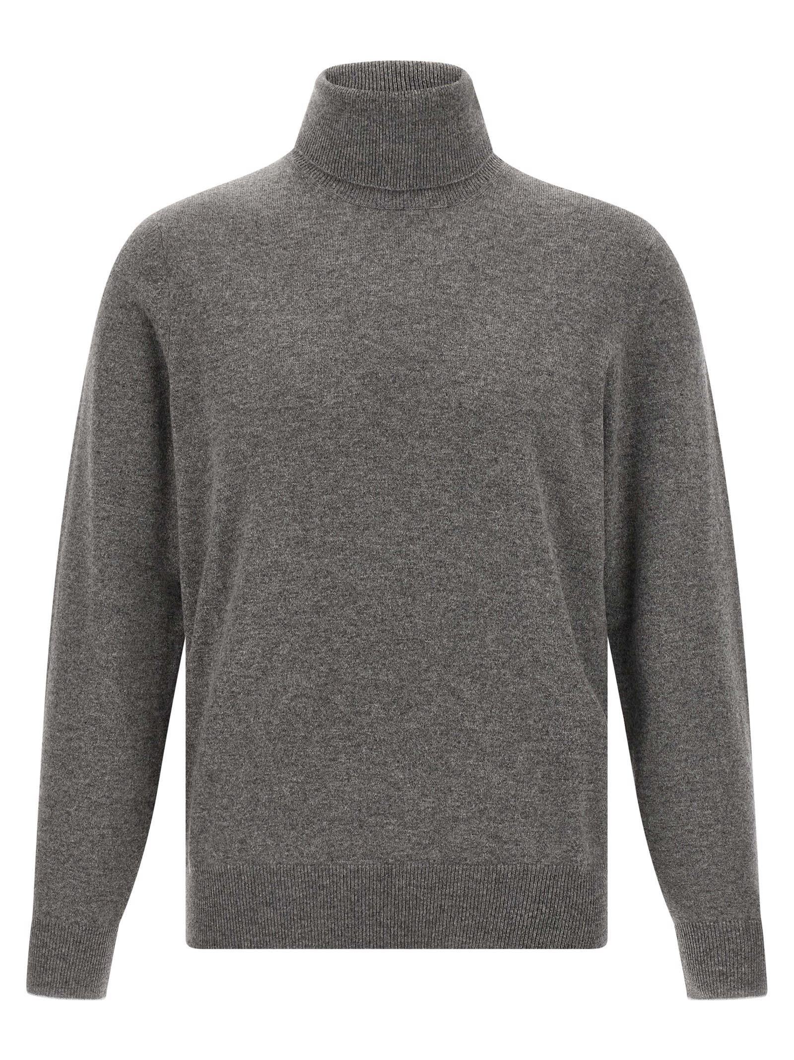 Brunello Cucinelli Grey Turtleneck Sweater In Gray