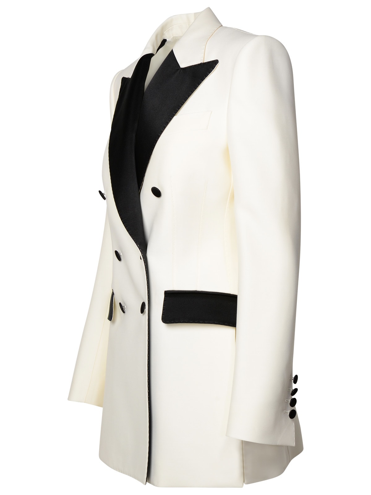 Shop Dolce & Gabbana White Wool Blend Blazer In Bianco/nero