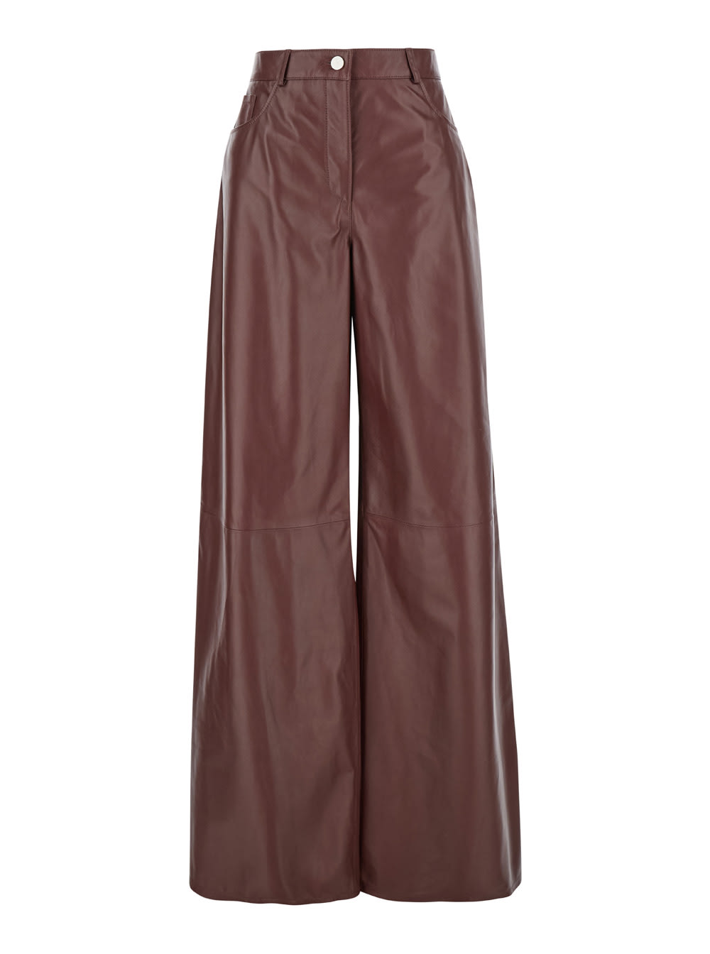 catania Brown Wide Pants In Smooth Leather Woman