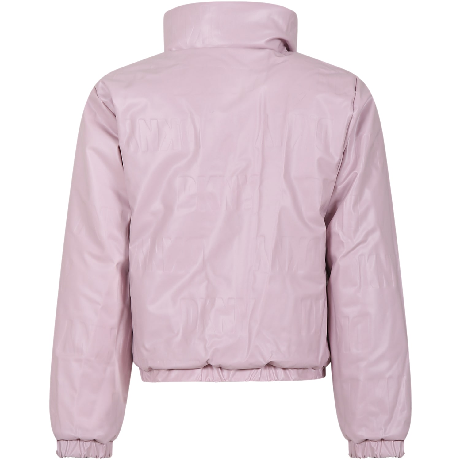 Shop Dkny Reversible Purple Jacket For Girl With Logo In Violetto