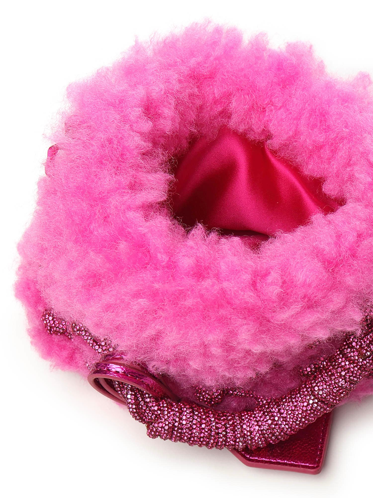 Kurt Geiger Mini Macramé Bag With Crystals In Pink