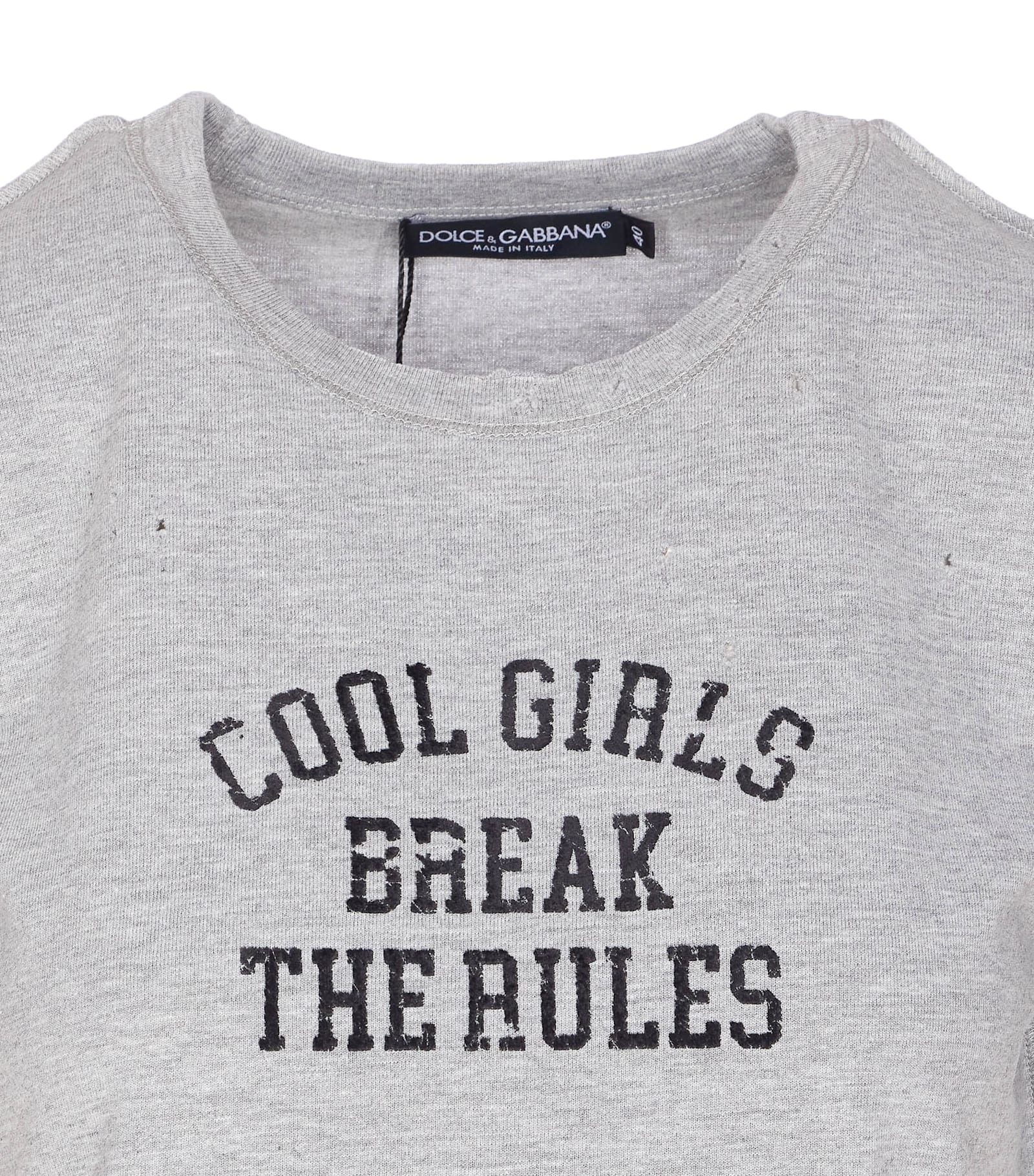 Dolce & Gabbana Graphic Print Casual Crewneck T-shirt In Gray