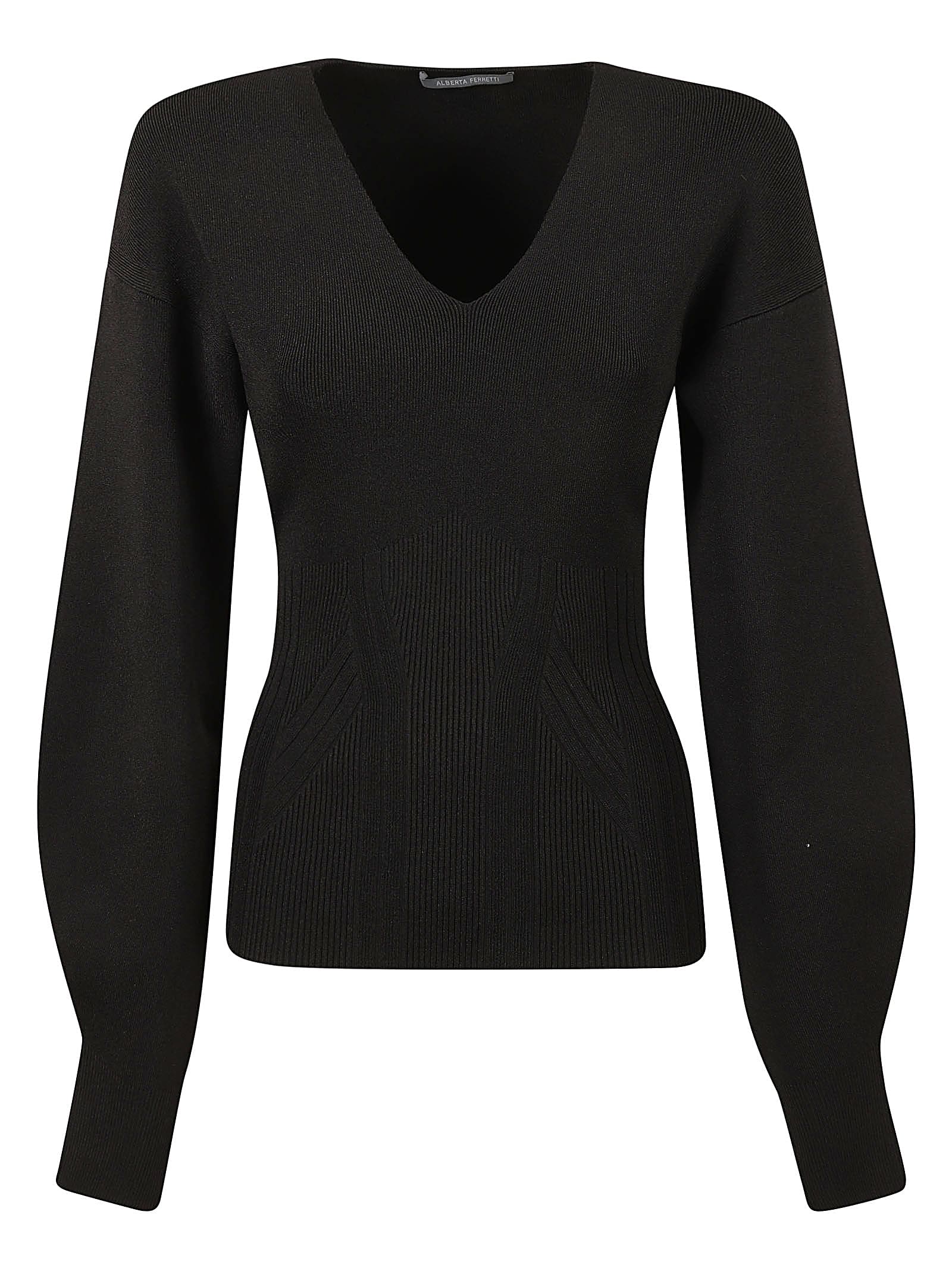 Shop Alberta Ferretti V-neck Jumper In Black