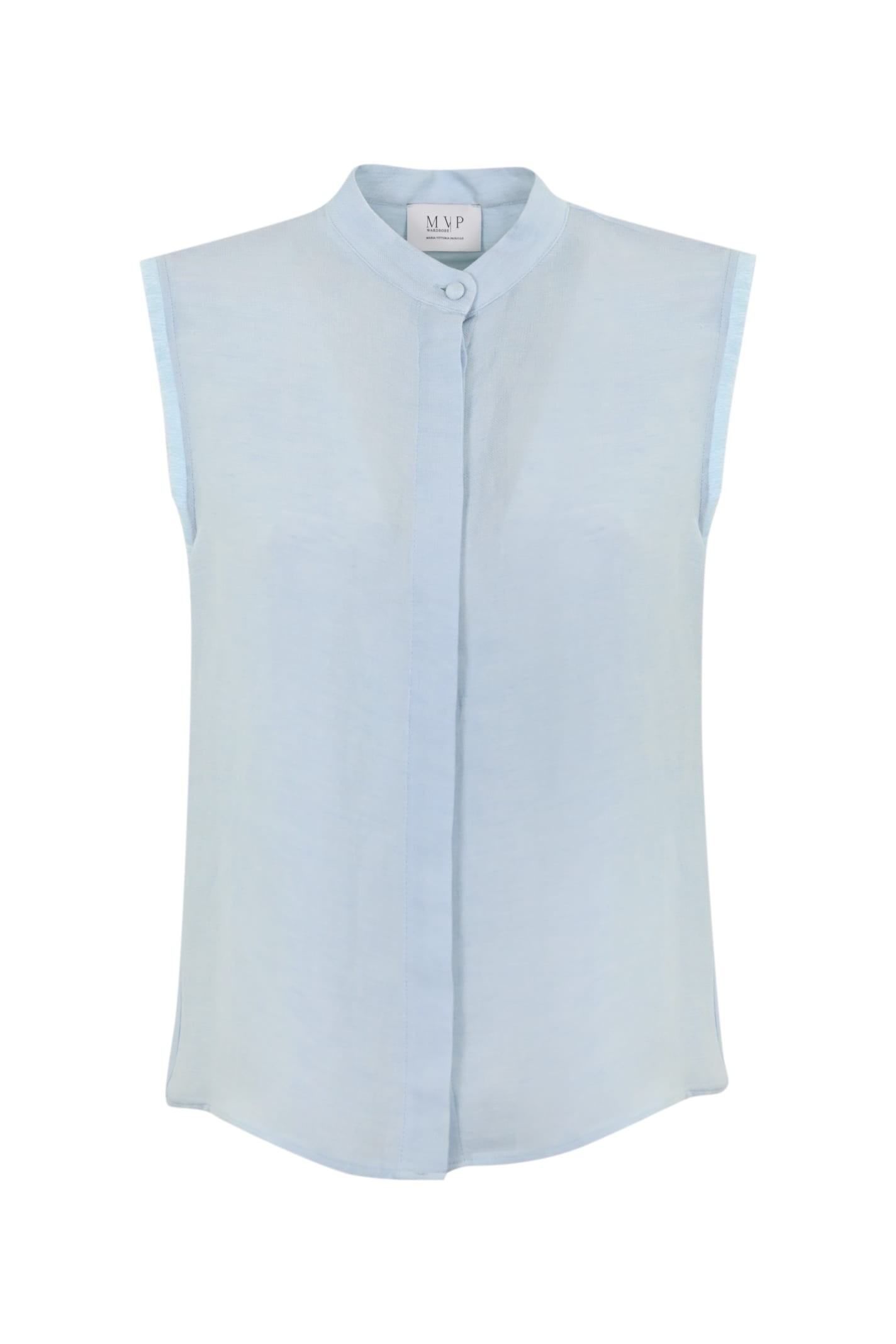 Shop Mvp Wardrobe Antibes Shirt In Linen And Viscose In Sky