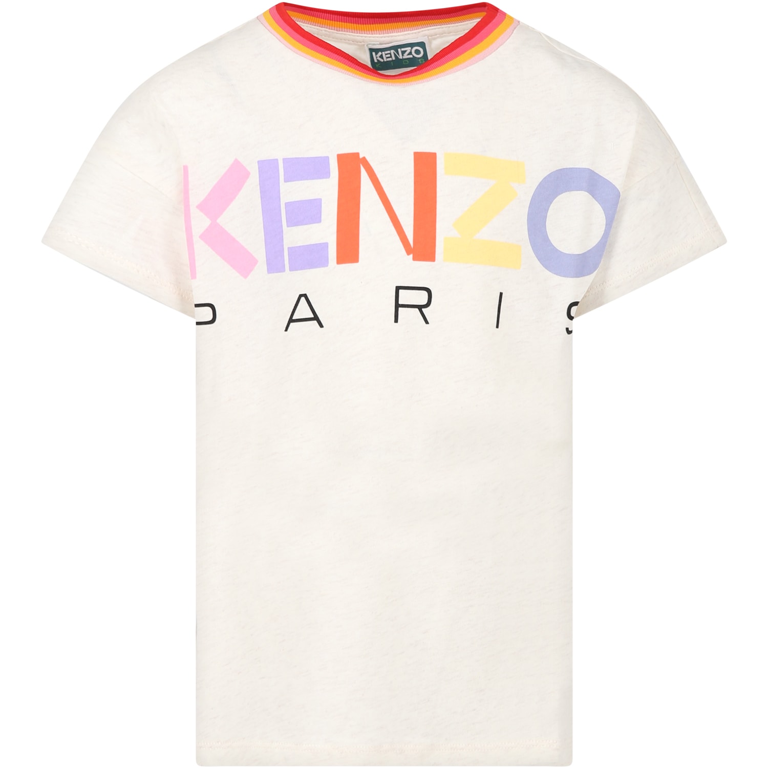 Shop Kenzo Beige Dress For Girl With Logo