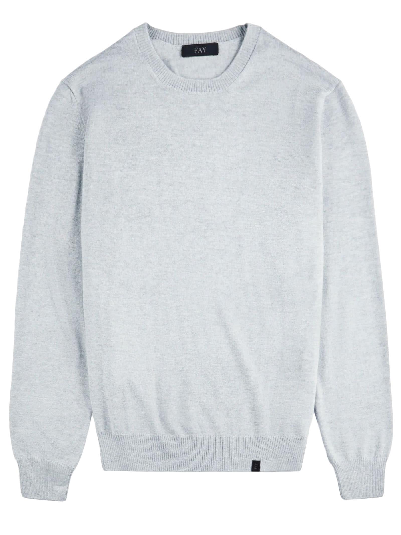 Shop Fay Jumper In Grey Merinos Wool Knit