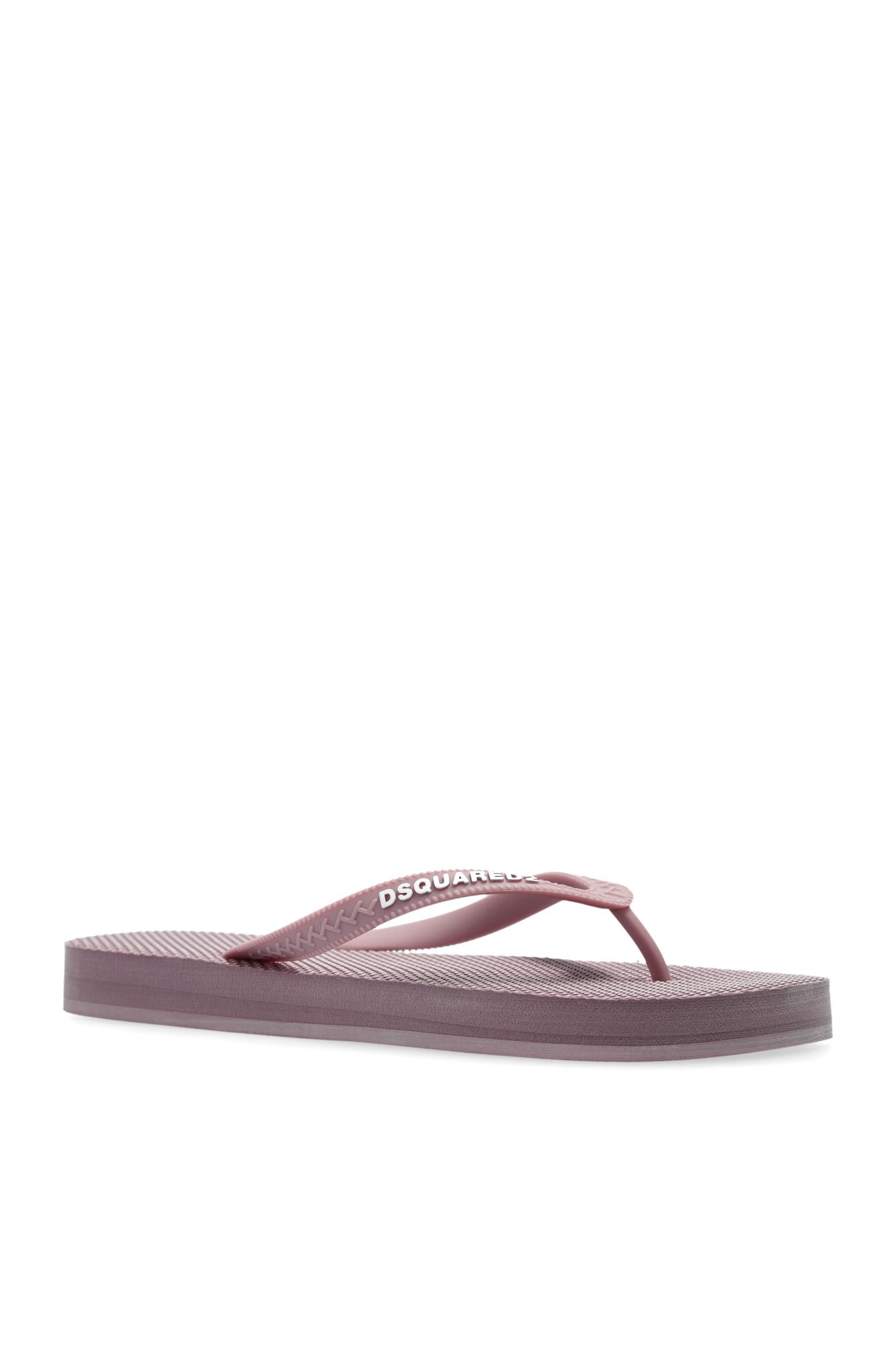 Dsquared2 Rubber Slides With Logo In Rosa