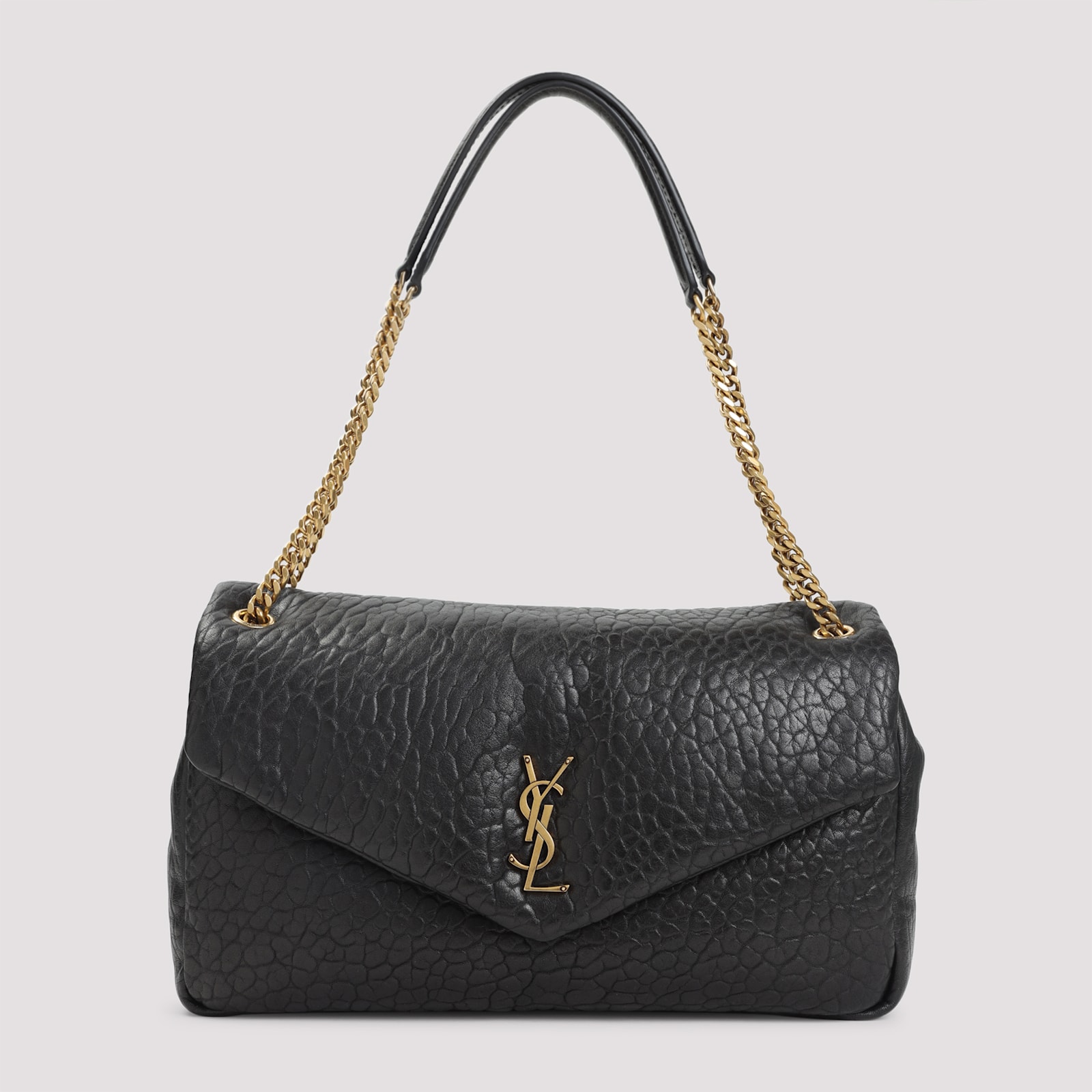 Saint Laurent Leather Shoulder Bag With Zip Pocket In Black