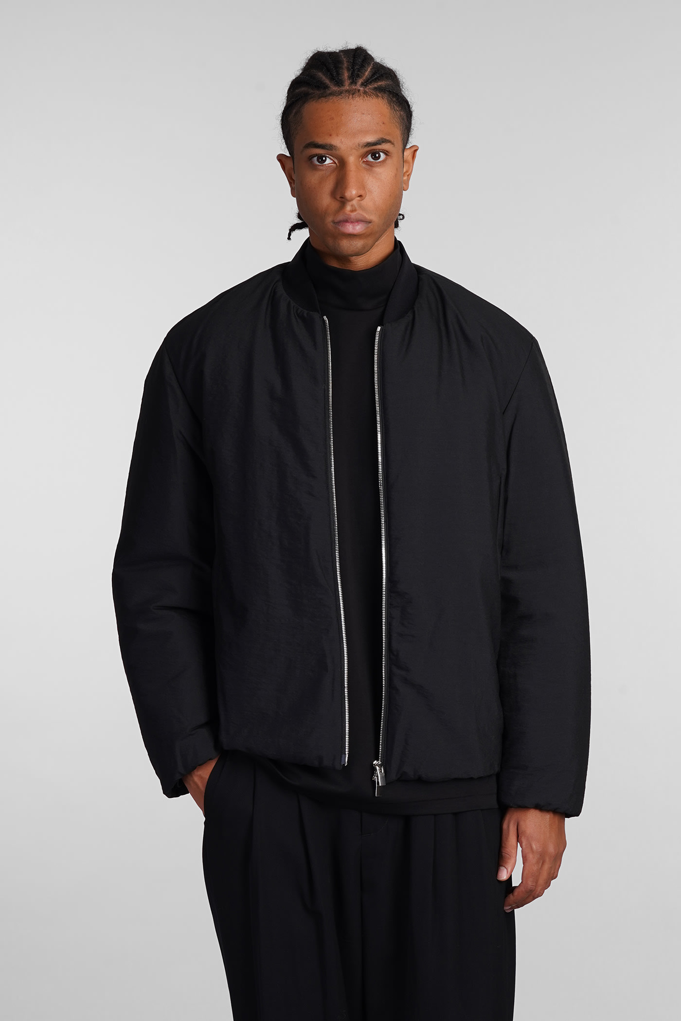 Shop Attachment Bomber In Black Wool