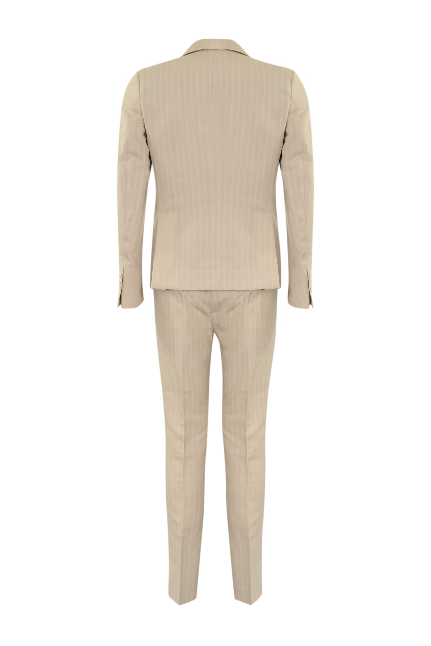 Shop Daniele Alessandrini Sand Double-breasted Pinstripe Suit In Sabbia