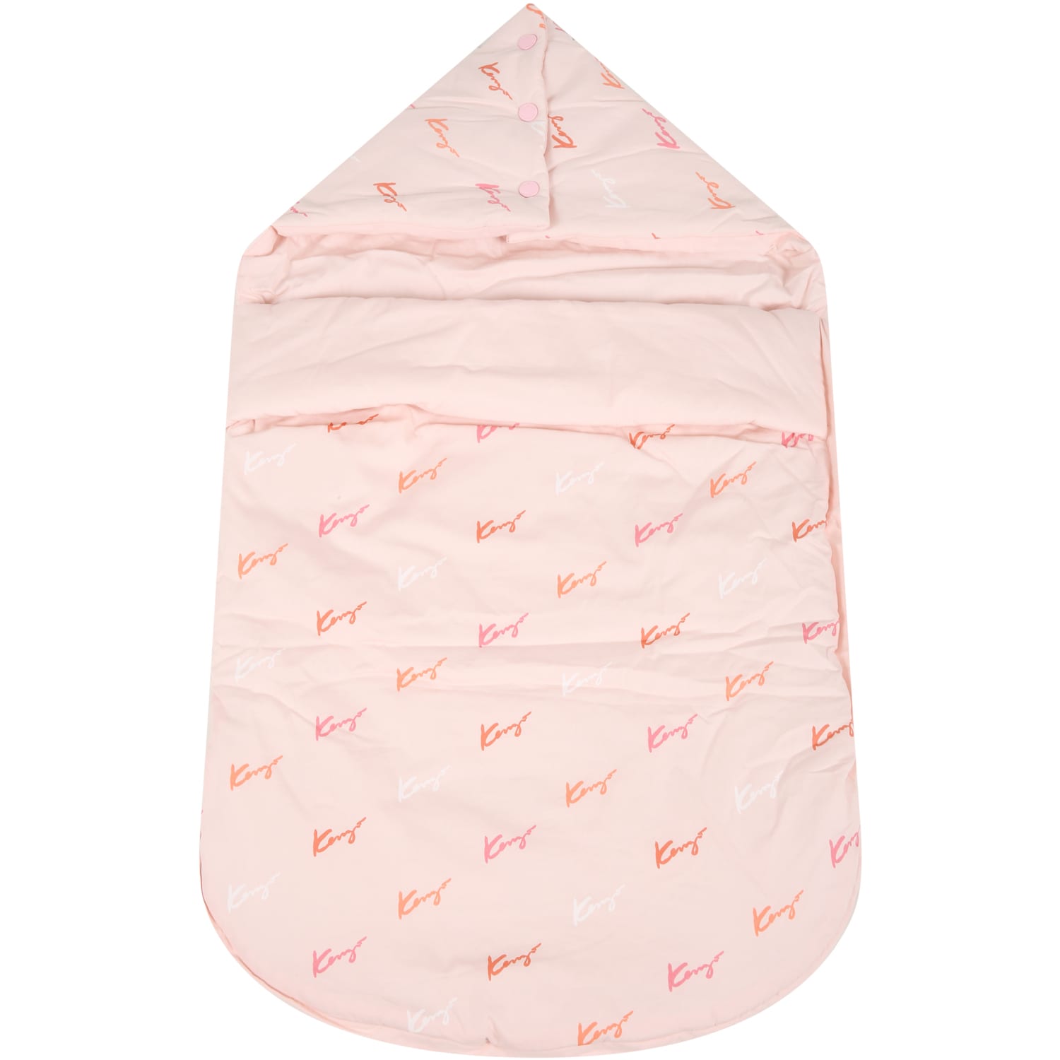 Kenzo Kids Pink Sleeping Bag For Baby Girl With Logos