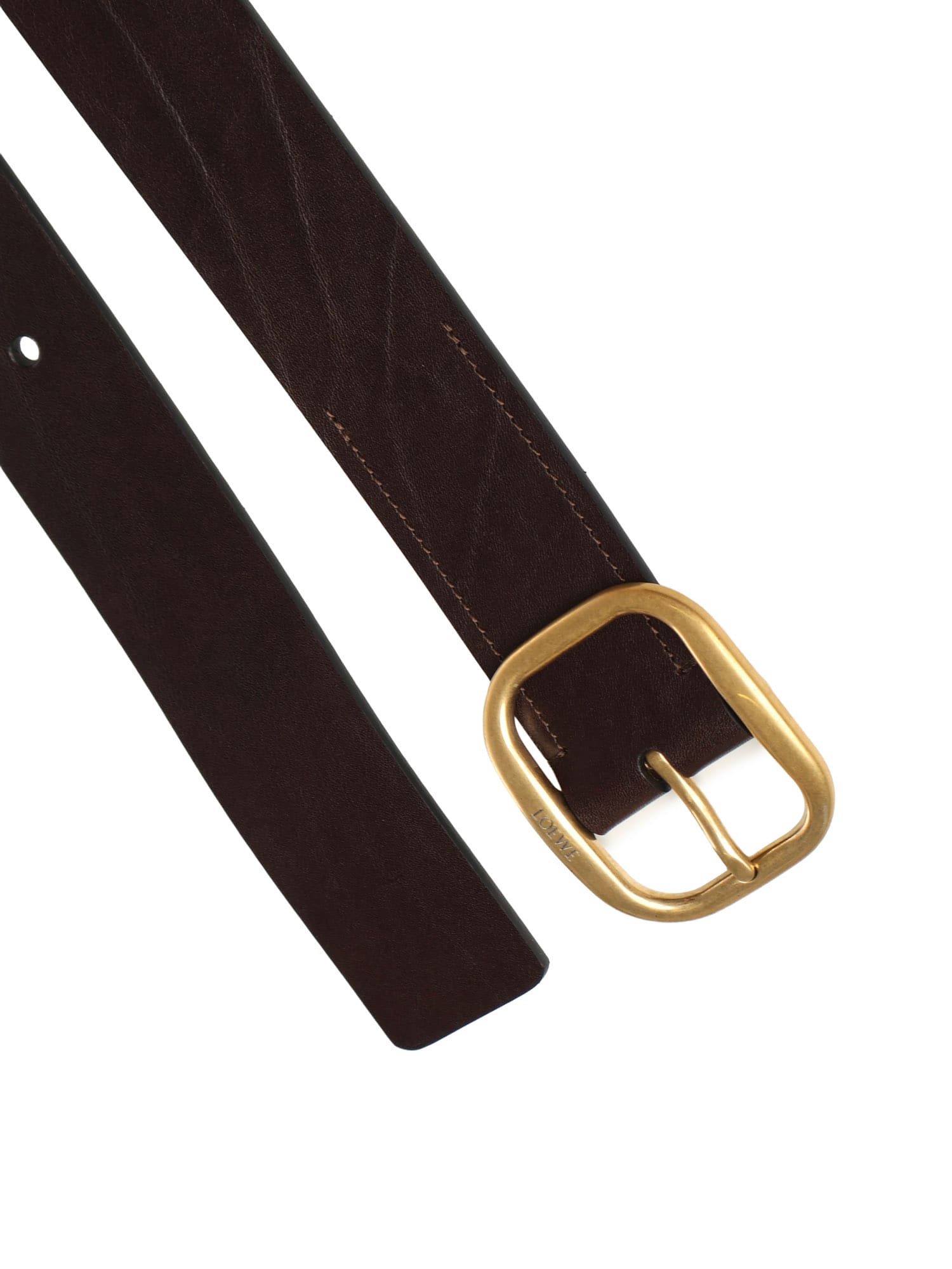 Loewe Soft Rounded Leather Belt In Black