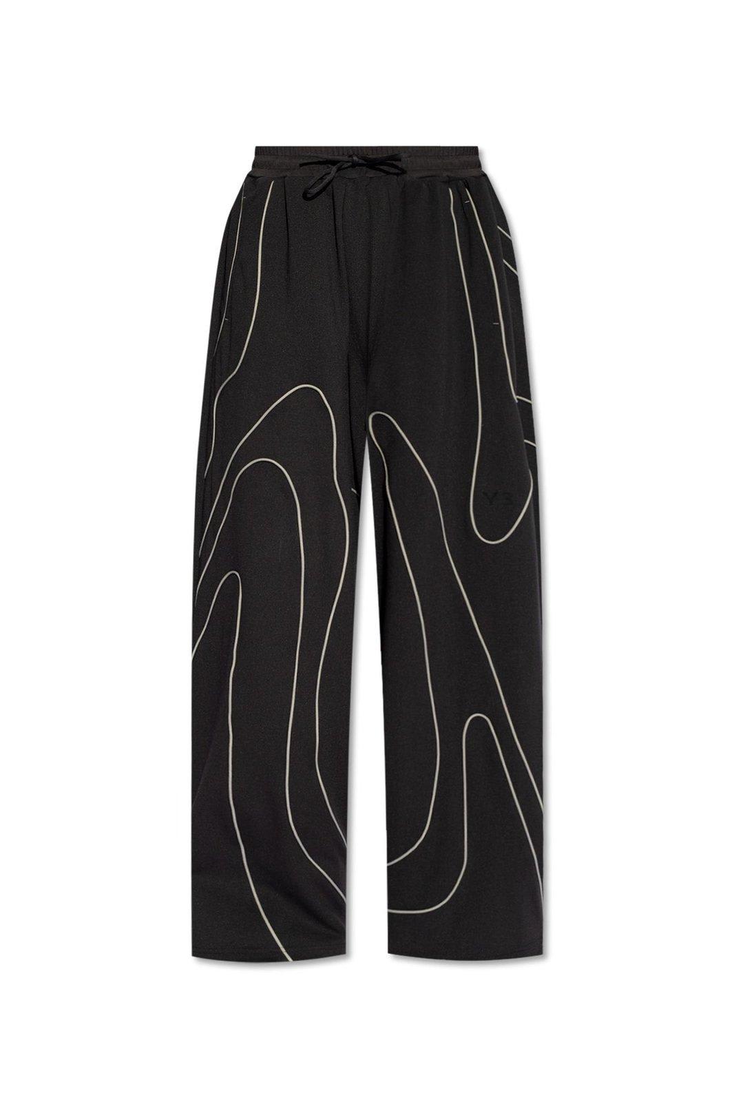 Shop Y-3 Piping-detailed Wide-leg Trousers In Black