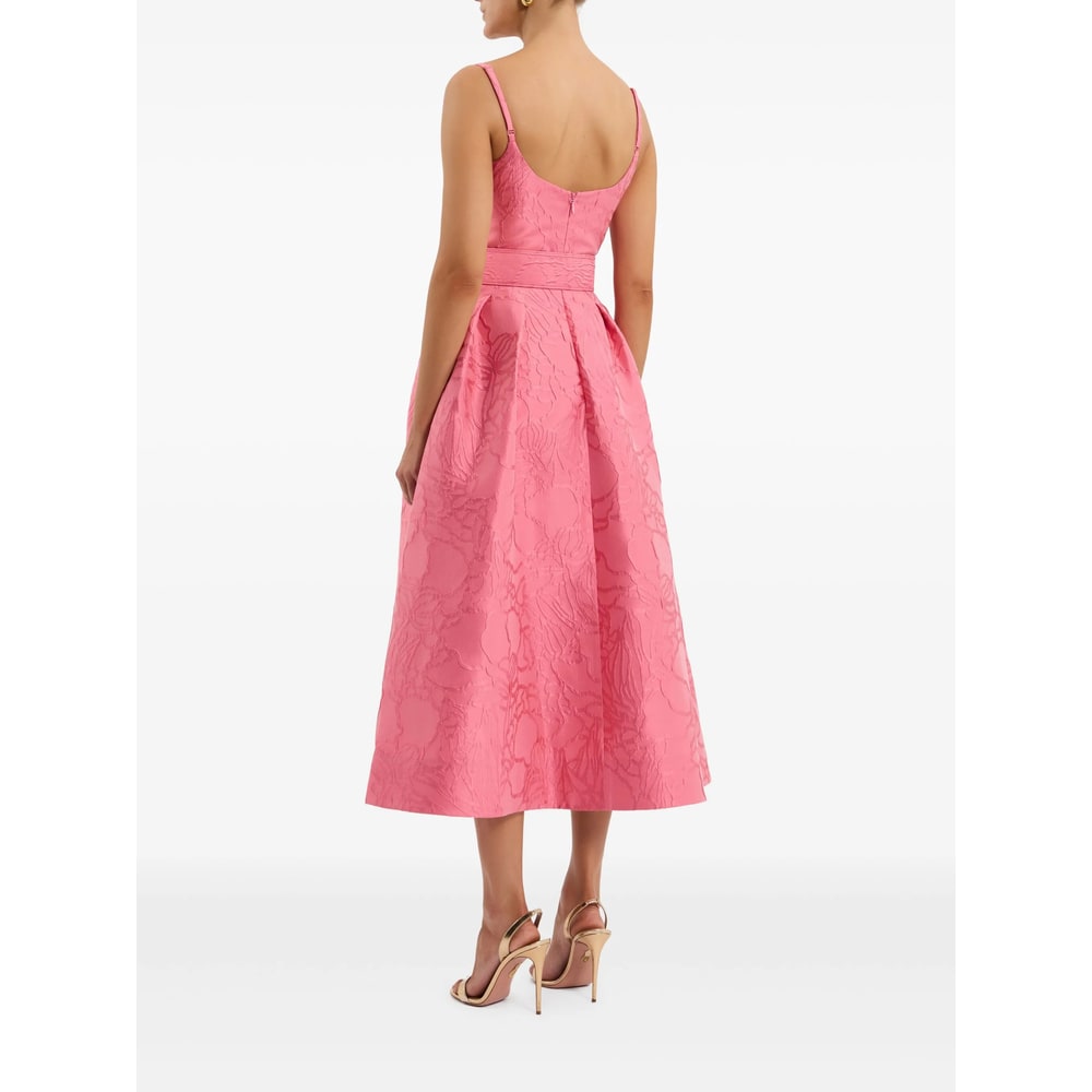 Rebecca Vallance Midi Dress With Floral Embossing In Pink