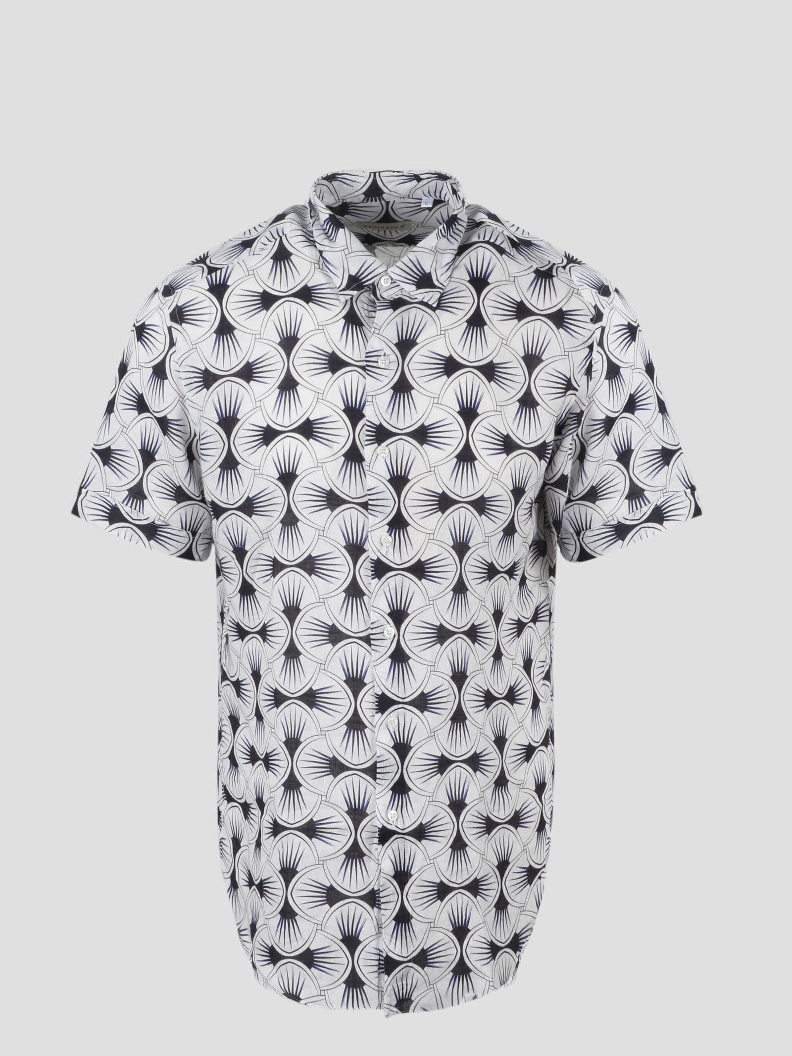 Peninsula Swimwear Linosa V3 Geometric-print Linen Shirt In White
